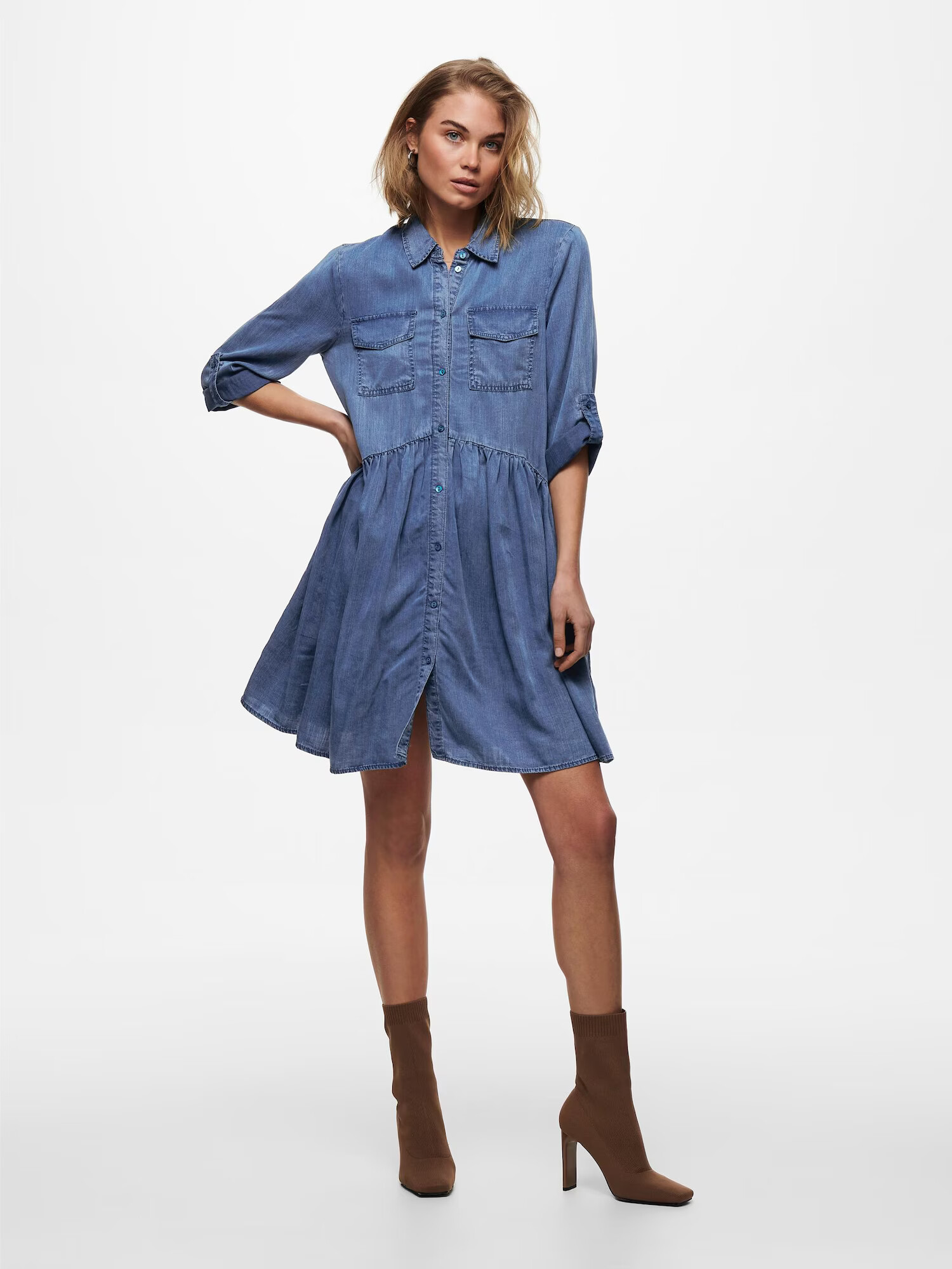 ONLY Rochie tip bluză albastru denim - Pled.ro