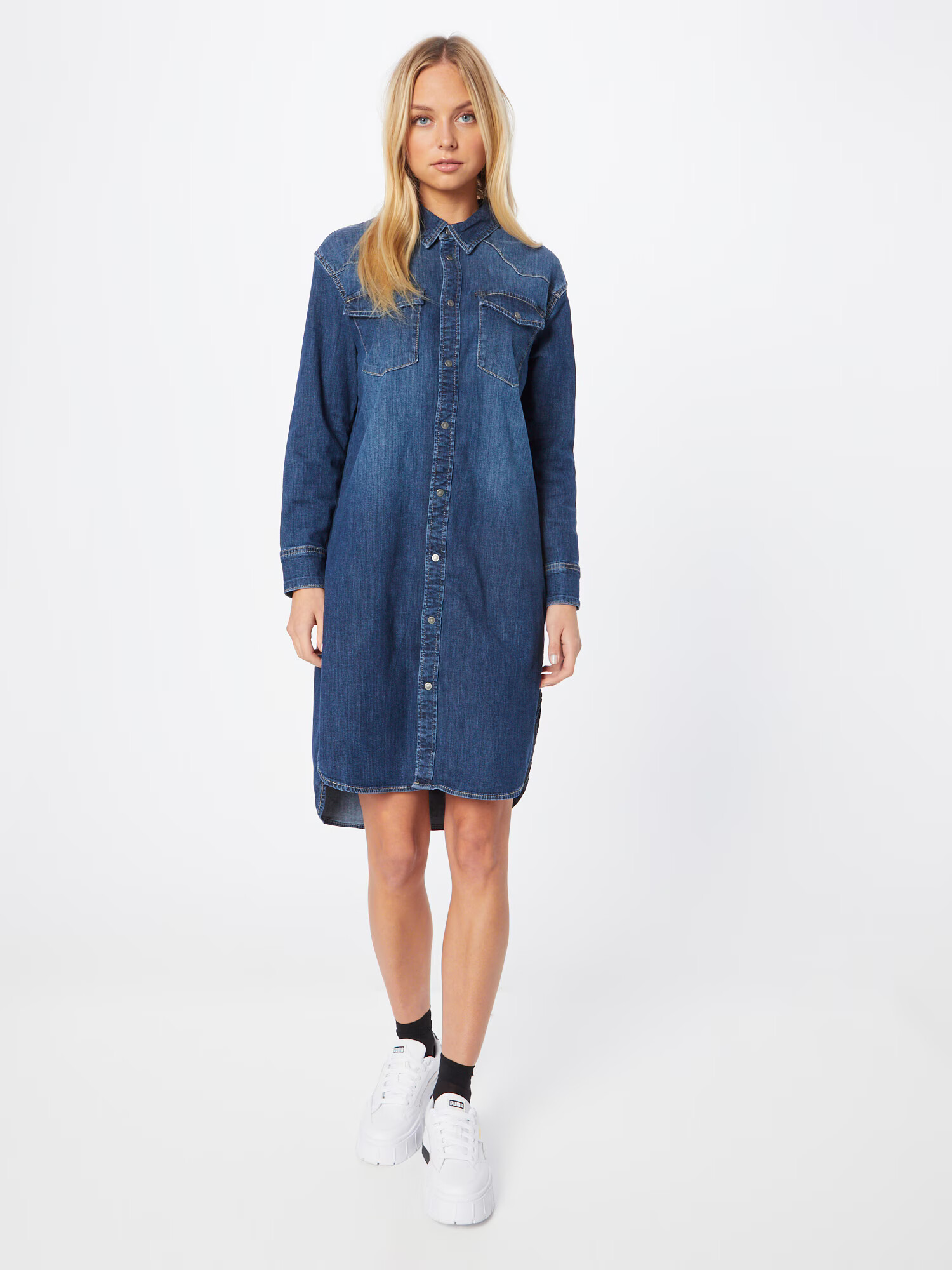 ONLY Rochie tip bluză 'MARIE' albastru denim - Pled.ro