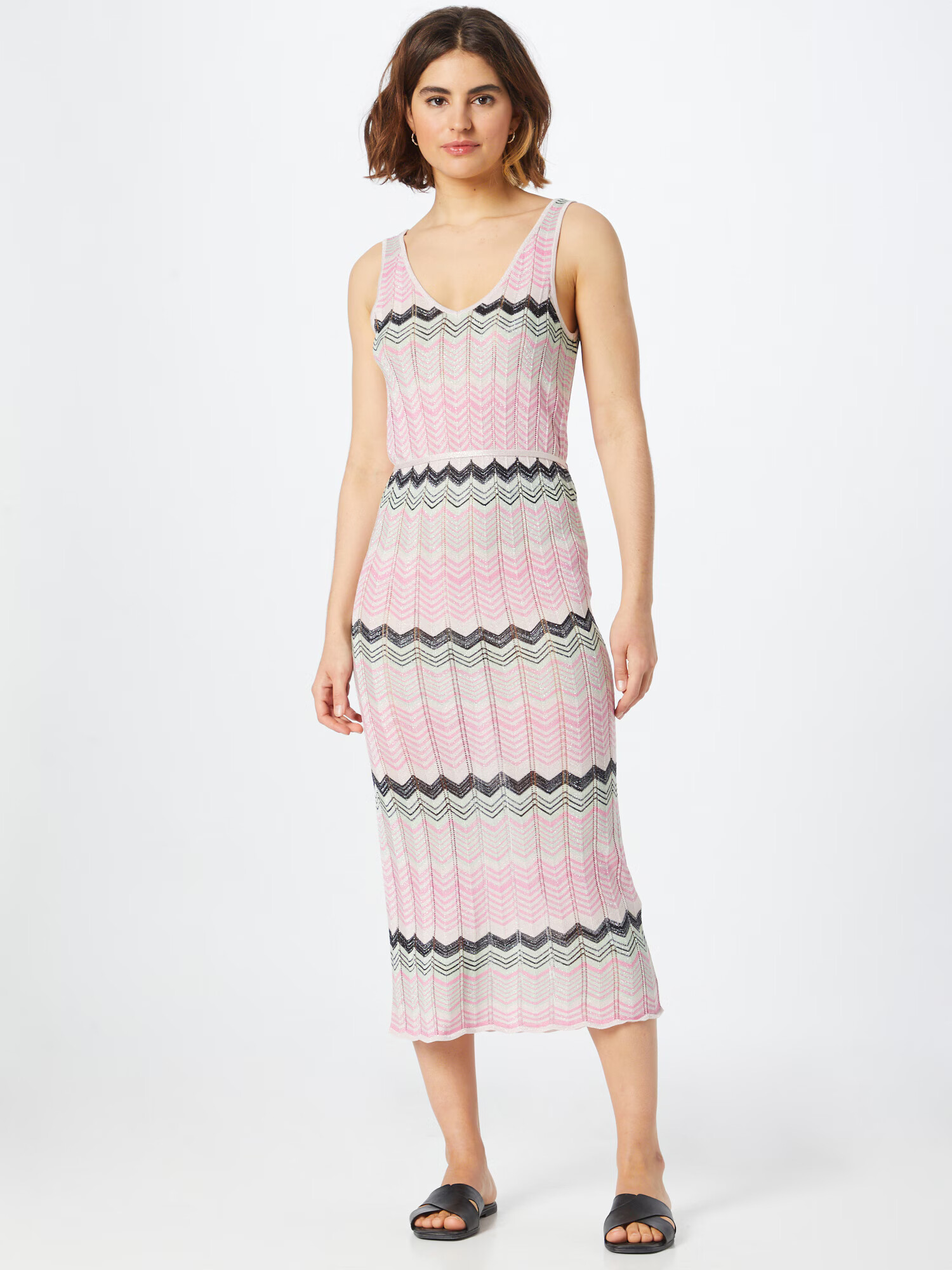 ONLY Rochie tricotat 'ANICA' roz / rosé / roz deschis / negru / argintiu - Pled.ro