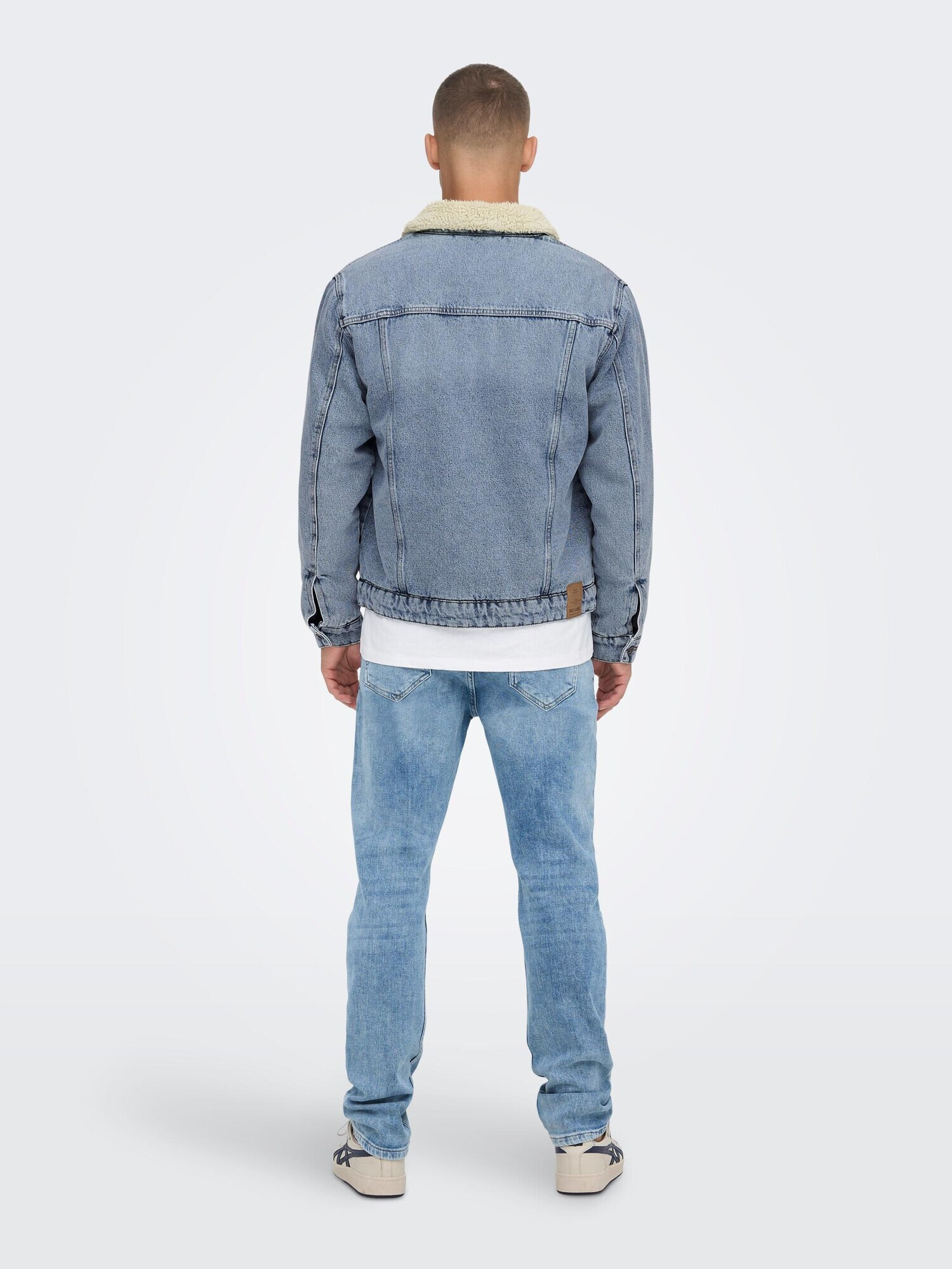 Only & Sons Geacă de primăvară-toamnă 'Louis' albastru denim / alb lână - Pled.ro