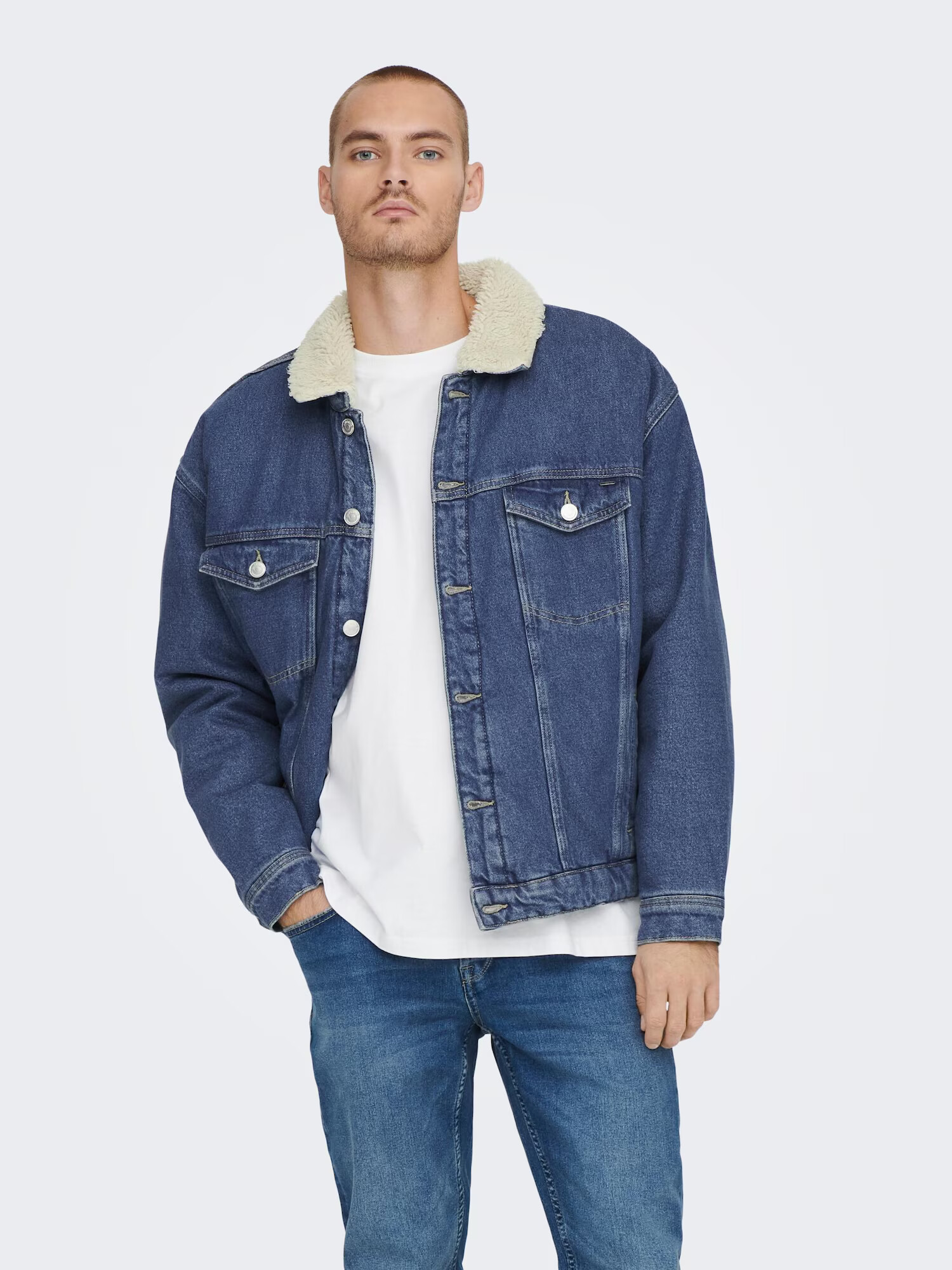 Only & Sons Geacă de primăvară-toamnă 'Rick' crem / albastru denim - Pled.ro