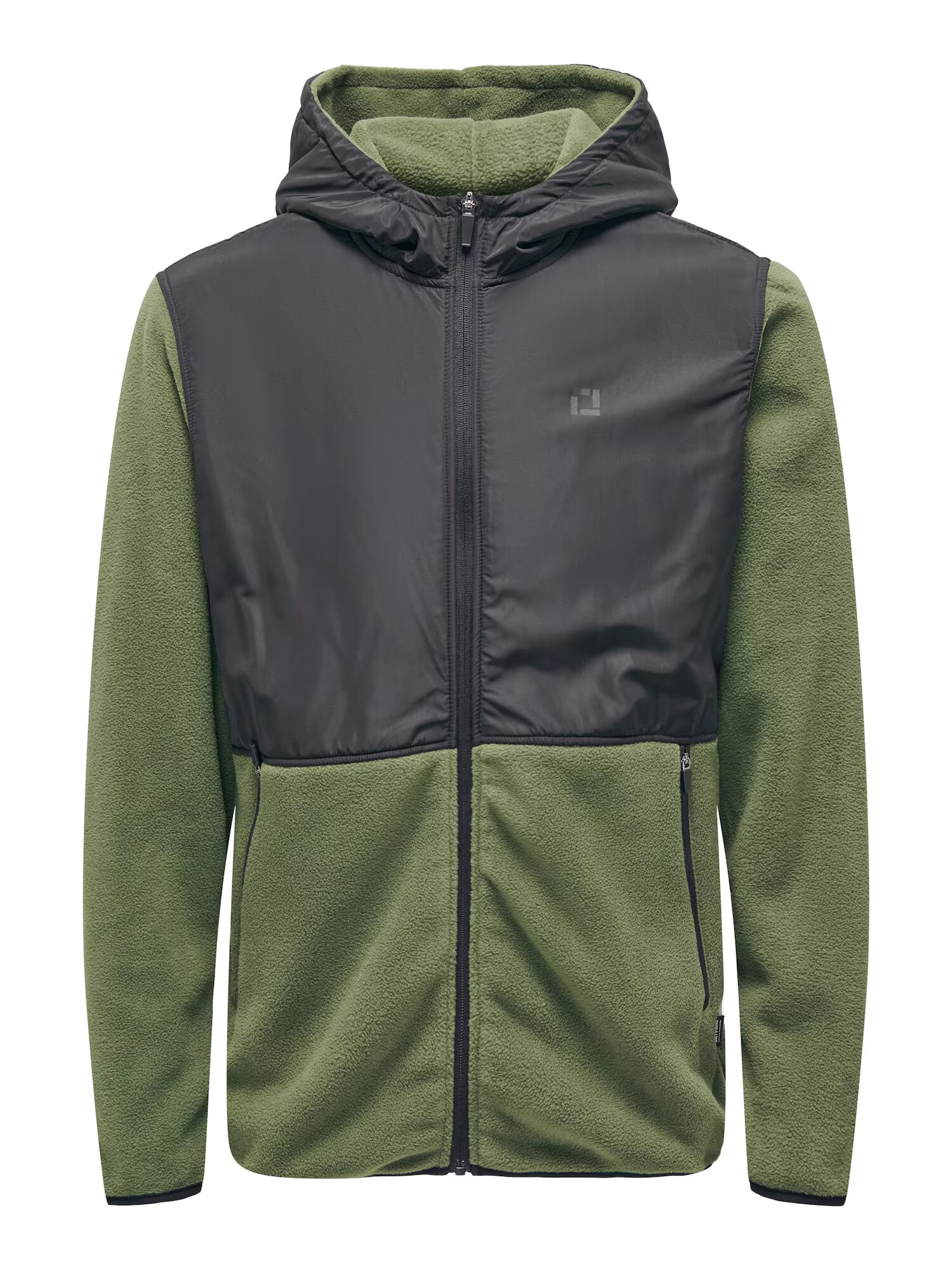 Only & Sons Jachetă fleece 'NOAH' gri închis / verde închis / negru - Pled.ro