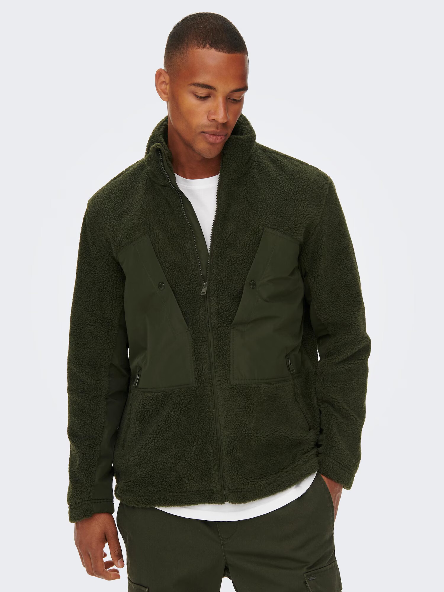 Only & Sons Jachetă fleece verde închis - Pled.ro