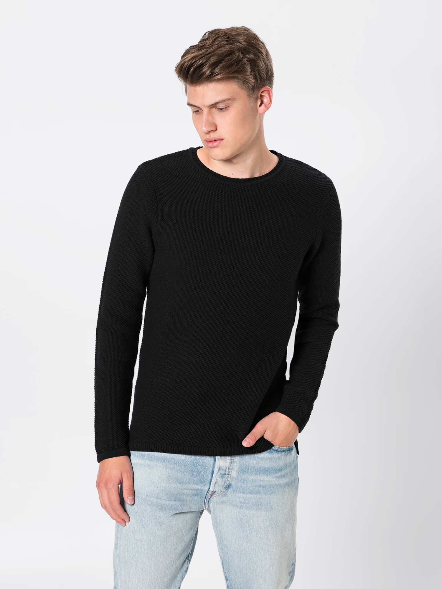 Only & Sons Pulover 'onsDAN 7 STRUCTURE CREW NECK NOOS' negru - Pled.ro