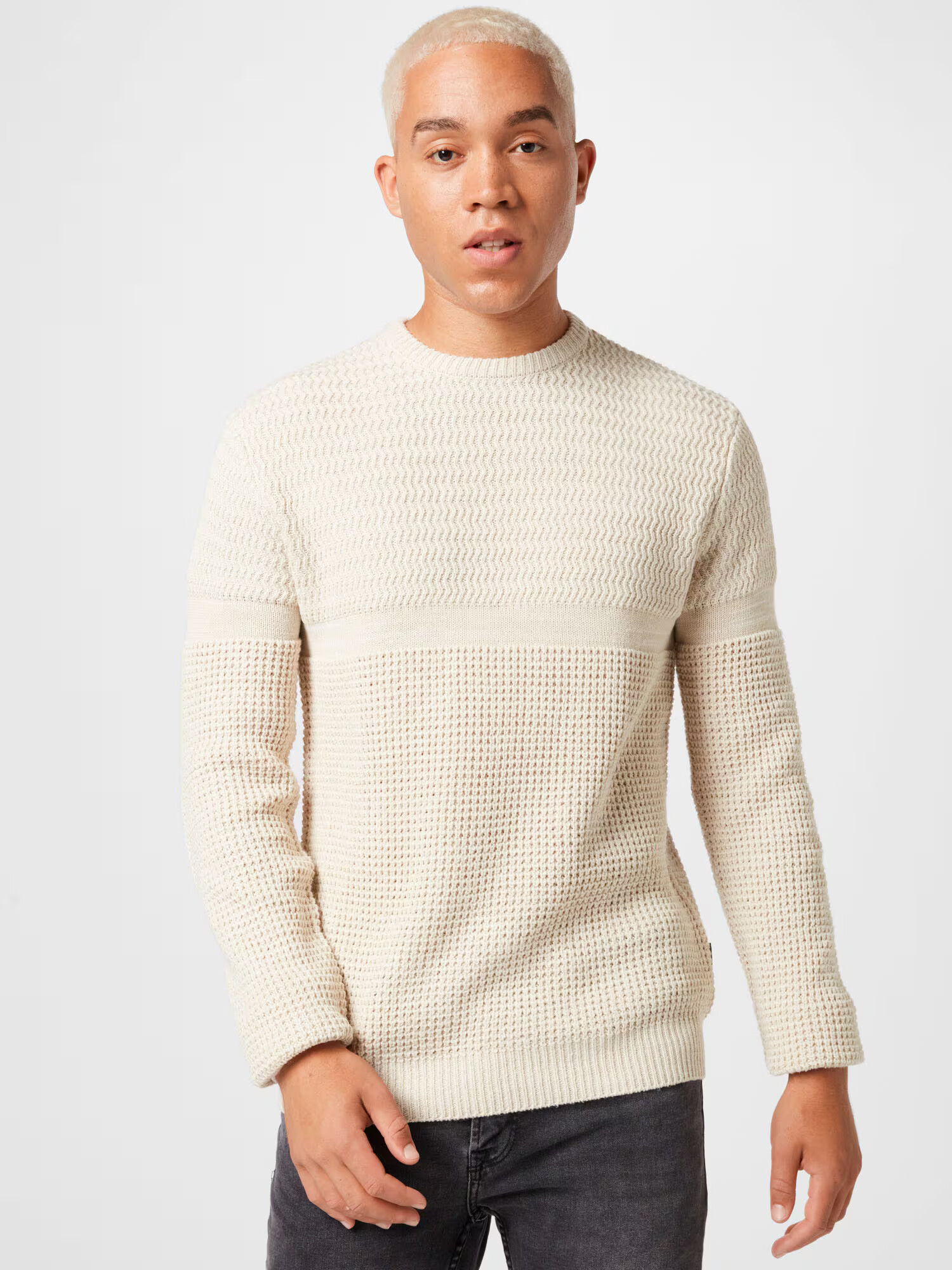 Only & Sons Pulover 'ONSSTRUCTURE LIFE CREW KNIT' bej - Pled.ro