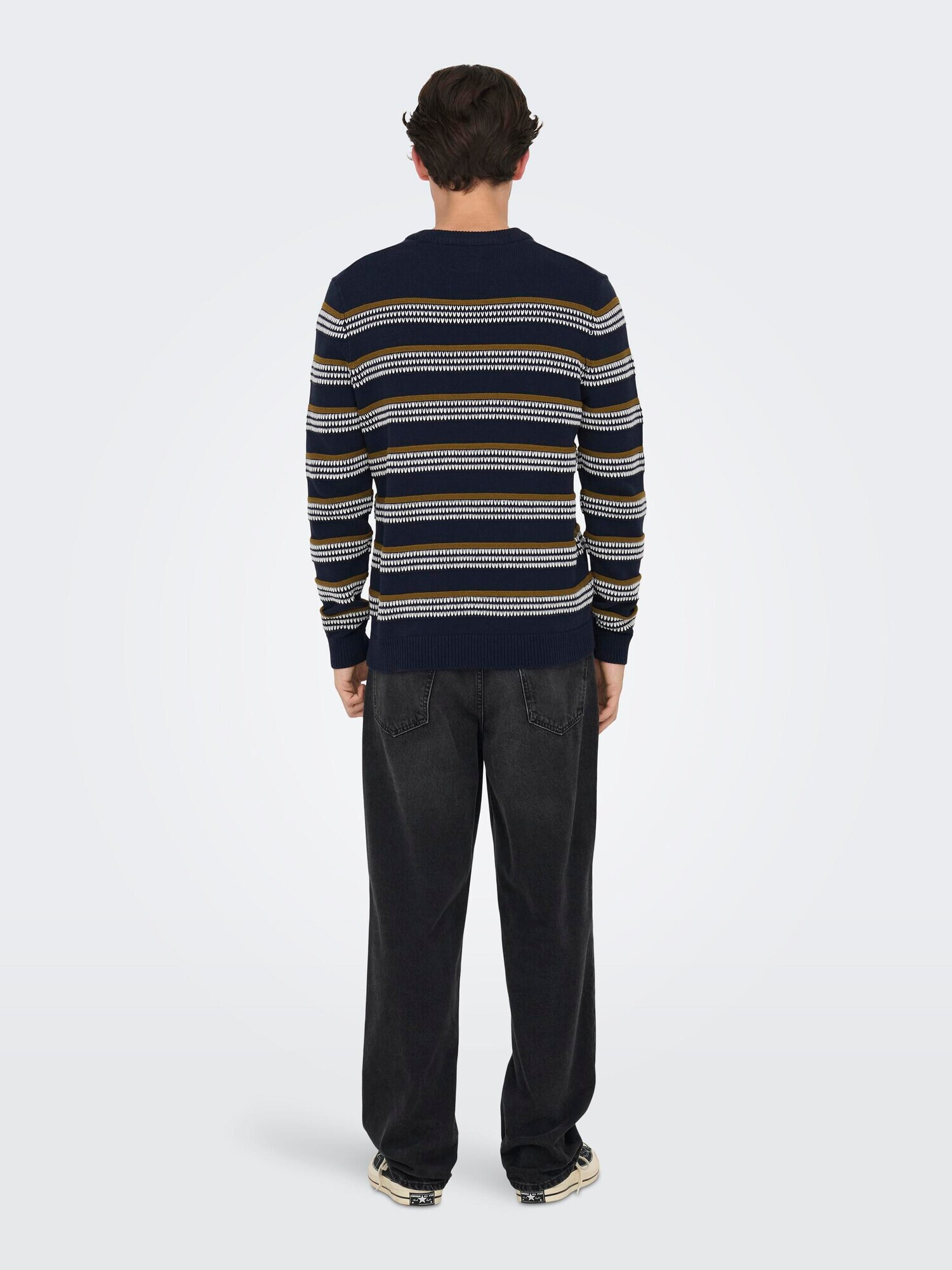 Only & Sons Pulover 'PORT' bleumarin / maro / alb - Pled.ro