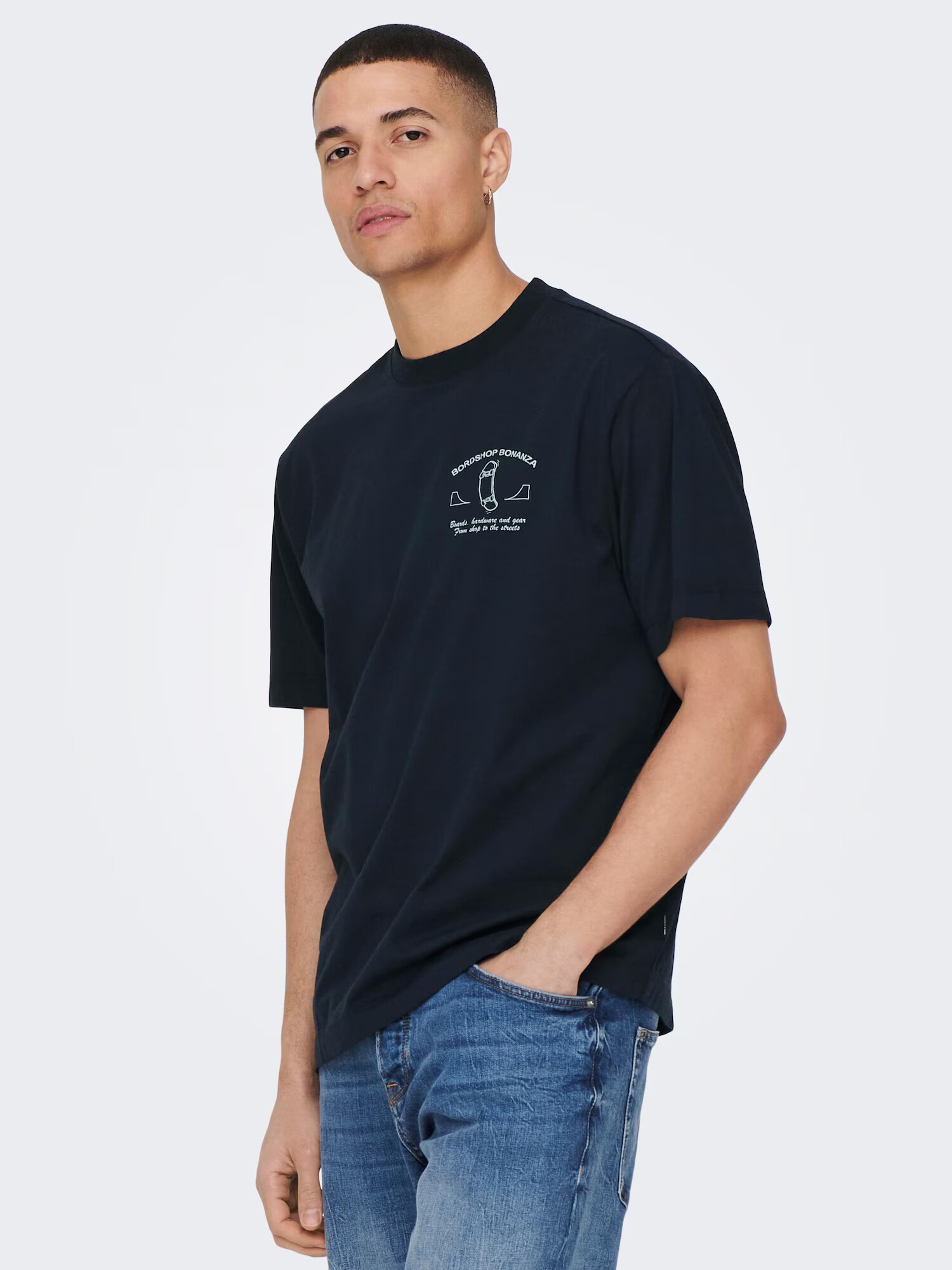 Only & Sons Tricou 'Farris Life' albastru noapte / alb - Pled.ro