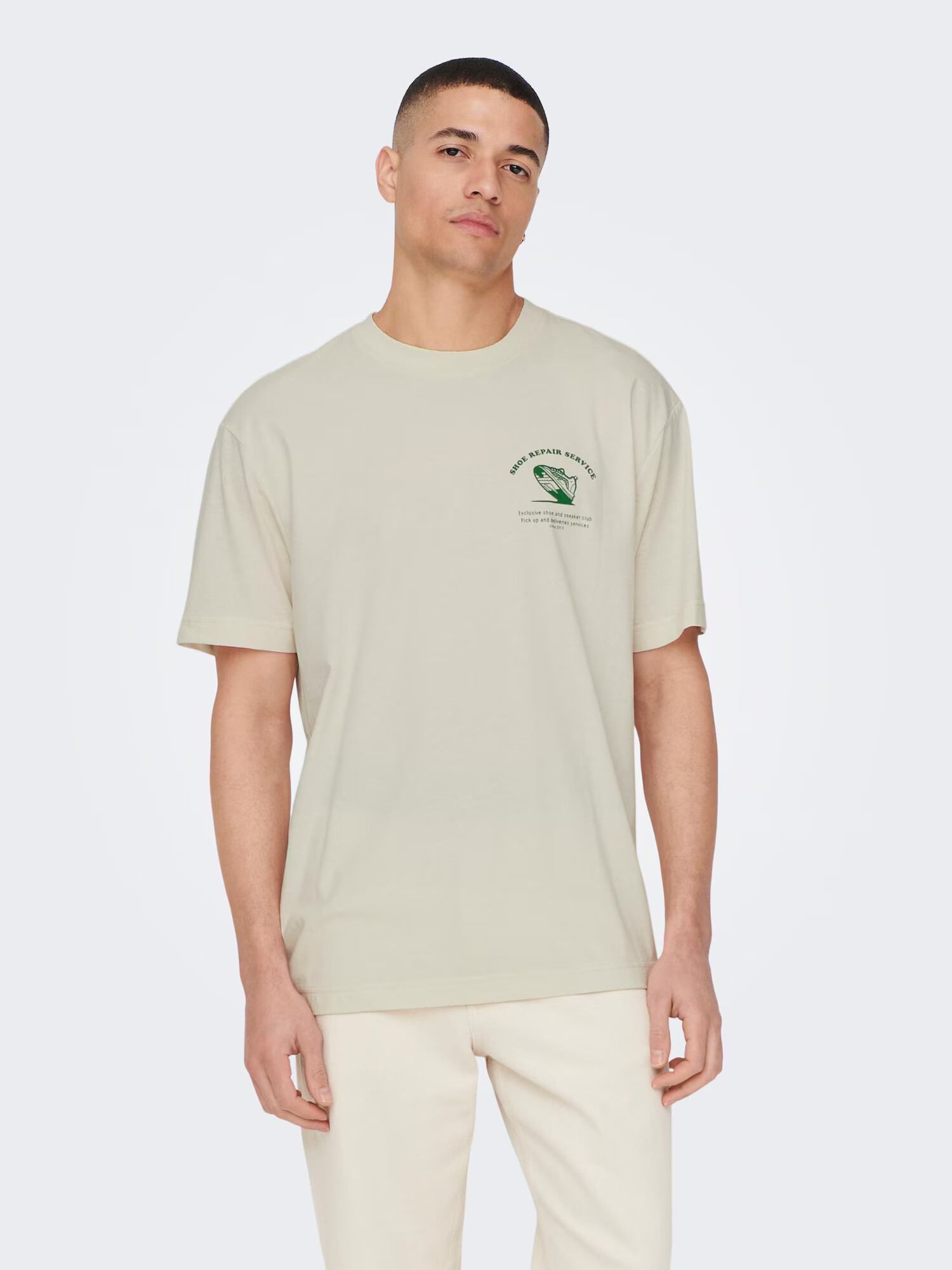 Only & Sons Tricou 'Farris Life' bej / verde - Pled.ro