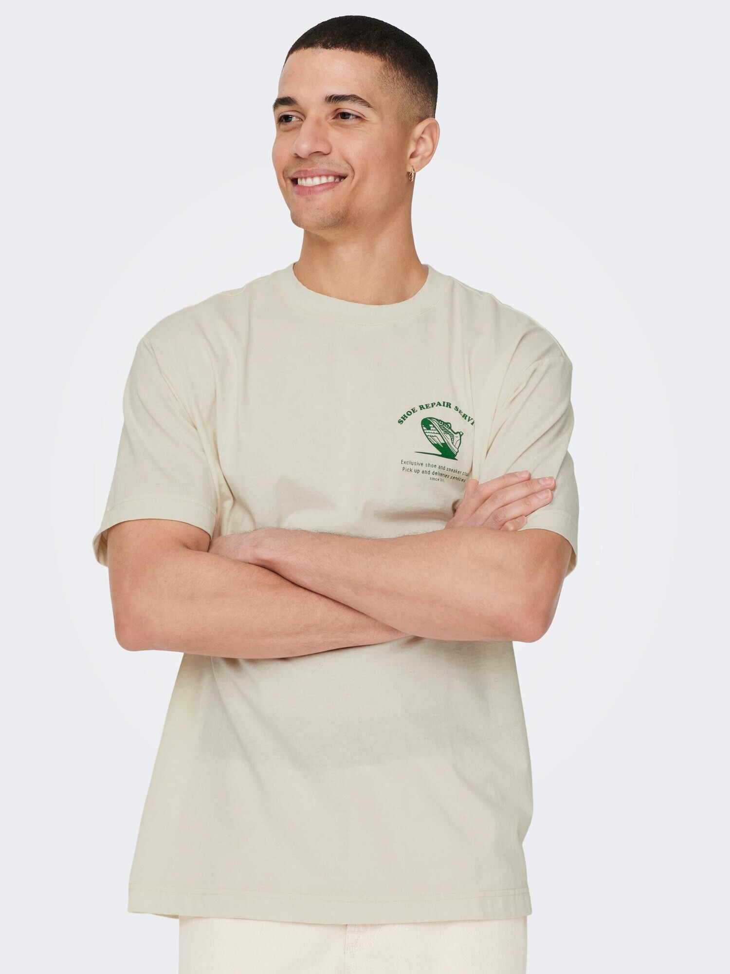 Only & Sons Tricou 'Farris Life' bej / verde - Pled.ro