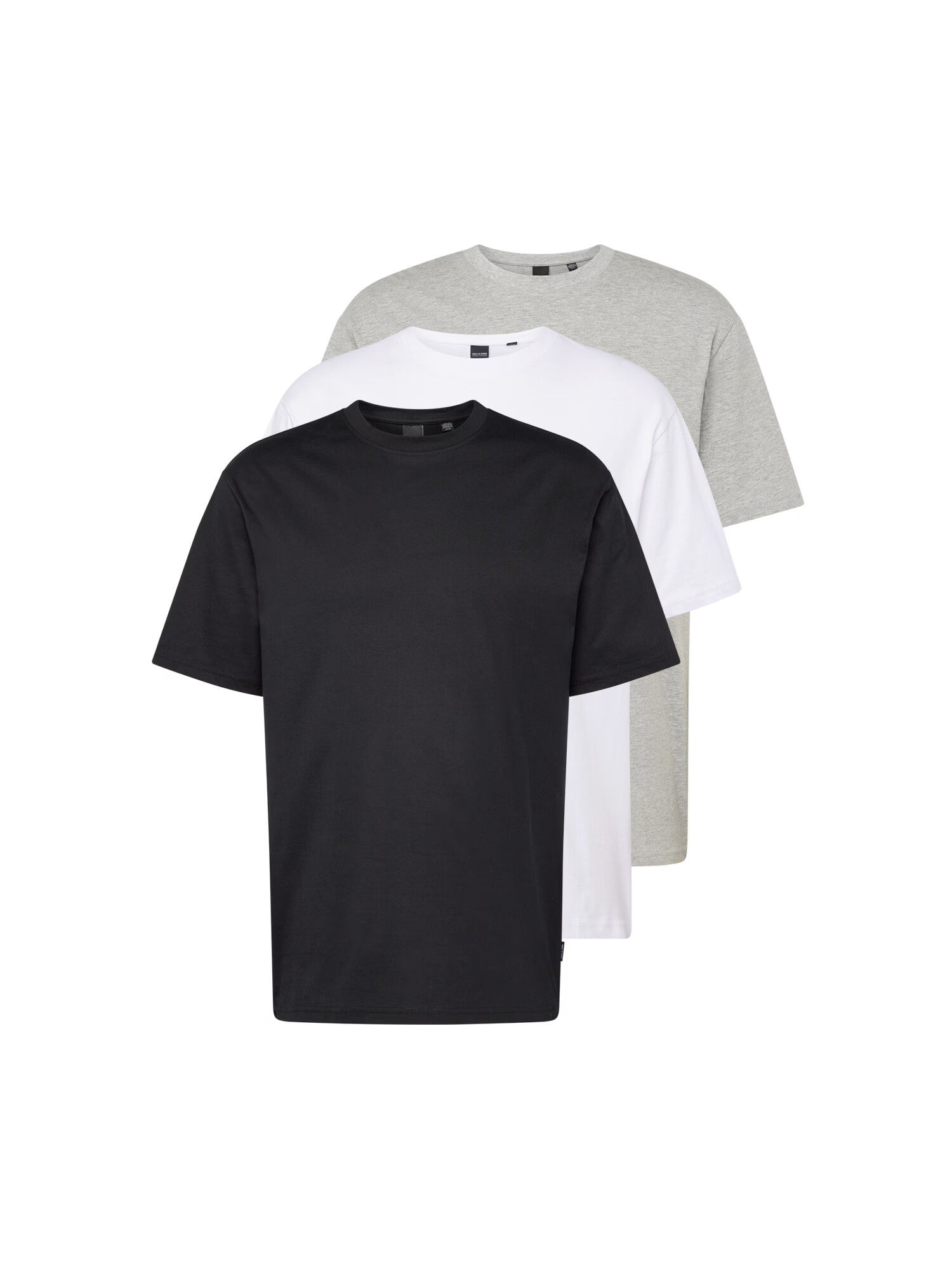 Only & Sons Tricou 'FRED' gri amestecat / negru / alb - Pled.ro