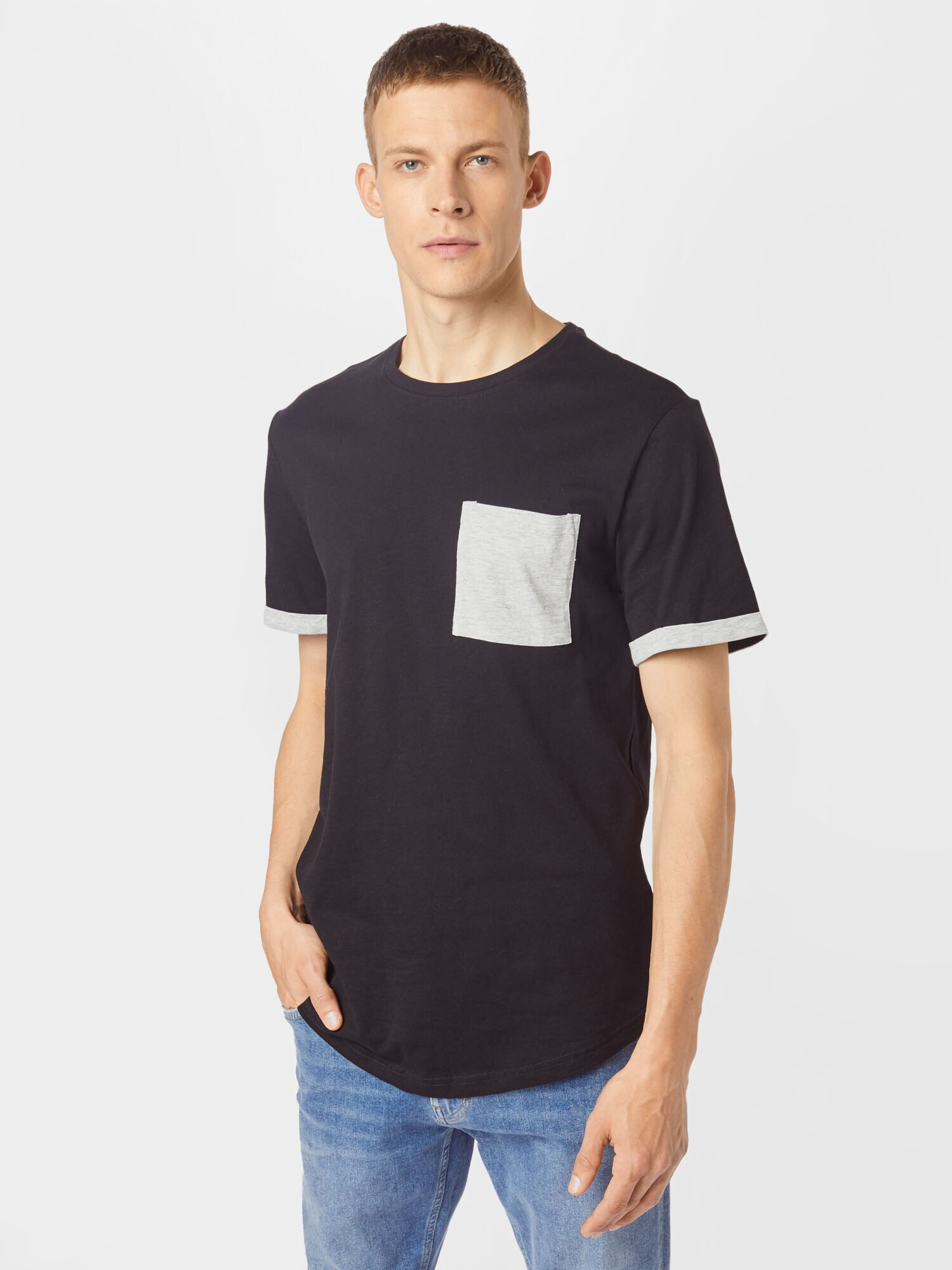 Only & Sons Tricou 'Matt' gri amestecat / negru - Pled.ro