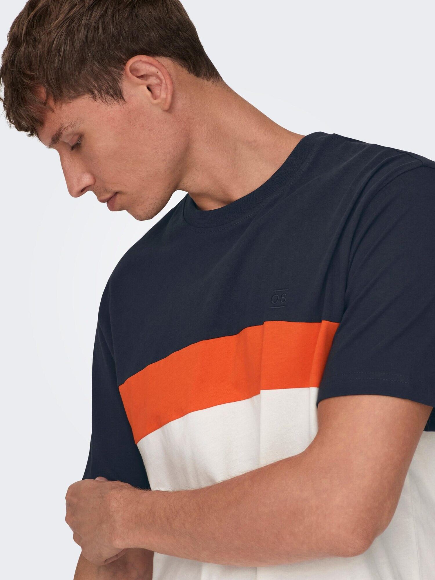 Only & Sons Tricou 'ODIS' bleumarin / portocaliu / alb - Pled.ro