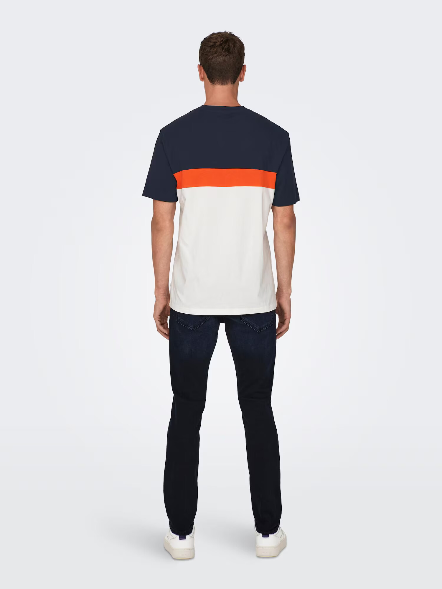 Only & Sons Tricou 'ODIS' bleumarin / portocaliu / alb - Pled.ro