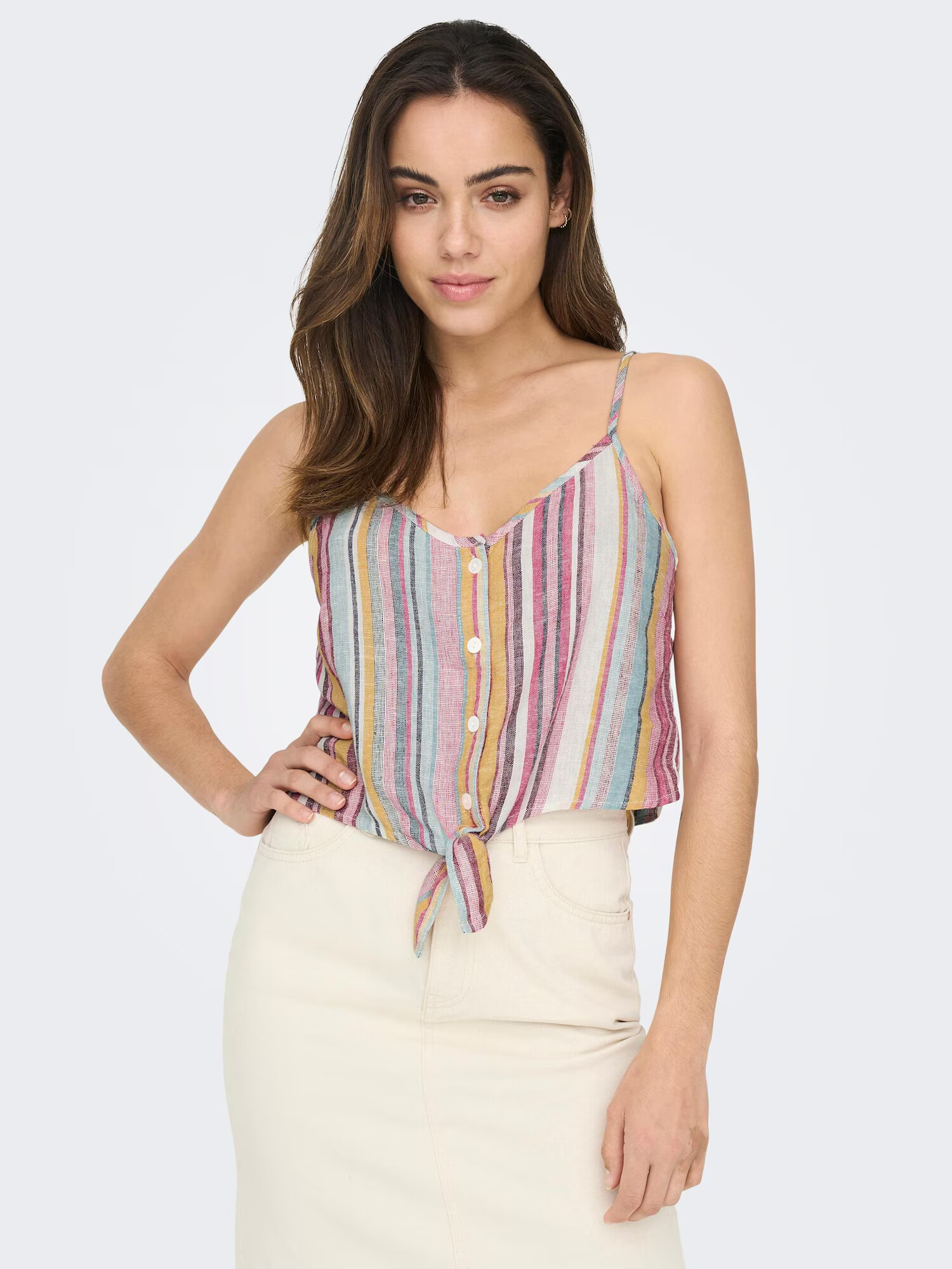 ONLY Top 'Caro' albastru deschis / lila / portocaliu / alb - Pled.ro