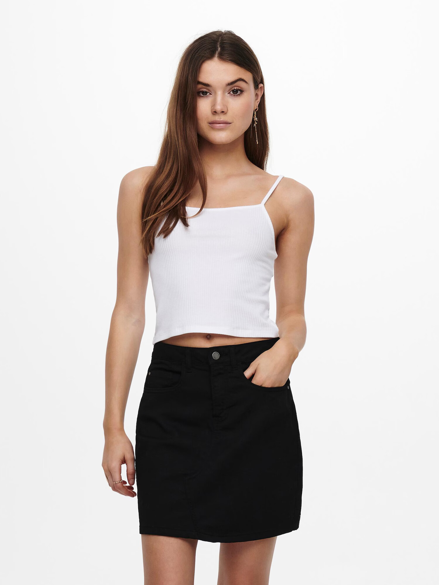 ONLY Top 'LARRA' negru / alb - Pled.ro