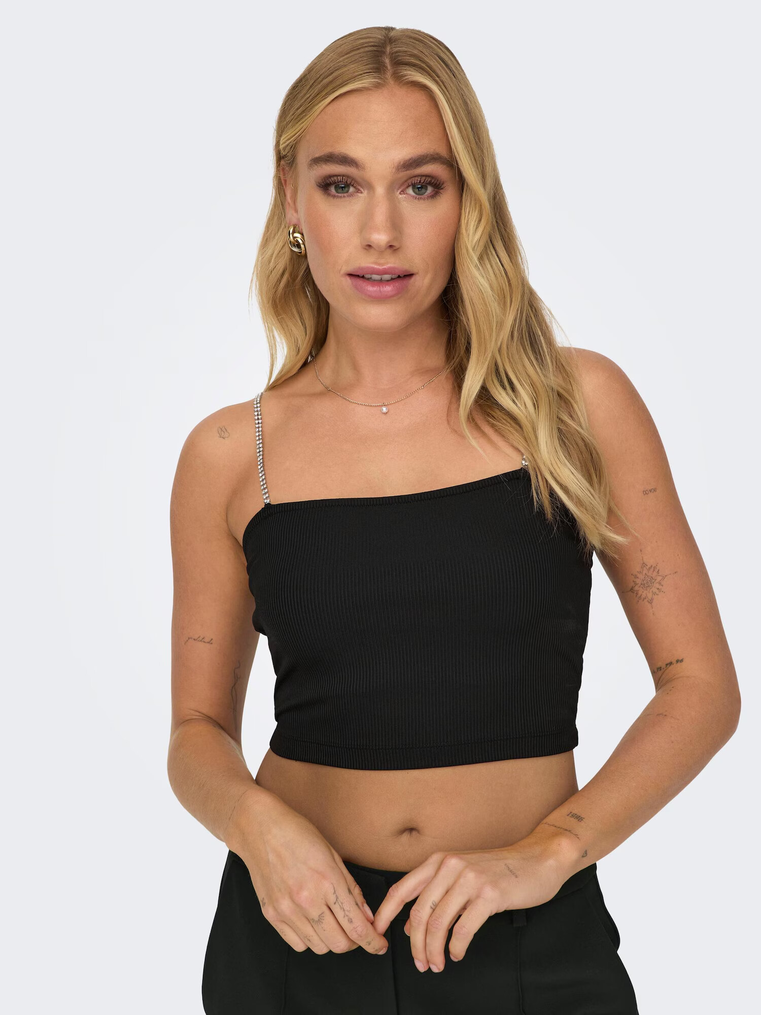 ONLY Top 'RHINA' negru / transparent - Pled.ro