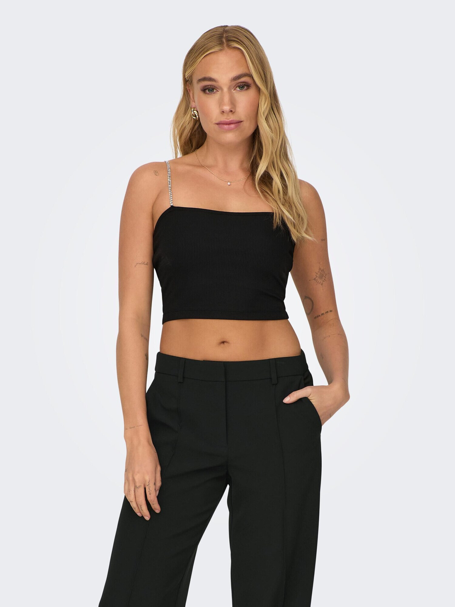 ONLY Top 'RHINA' negru / transparent - Pled.ro