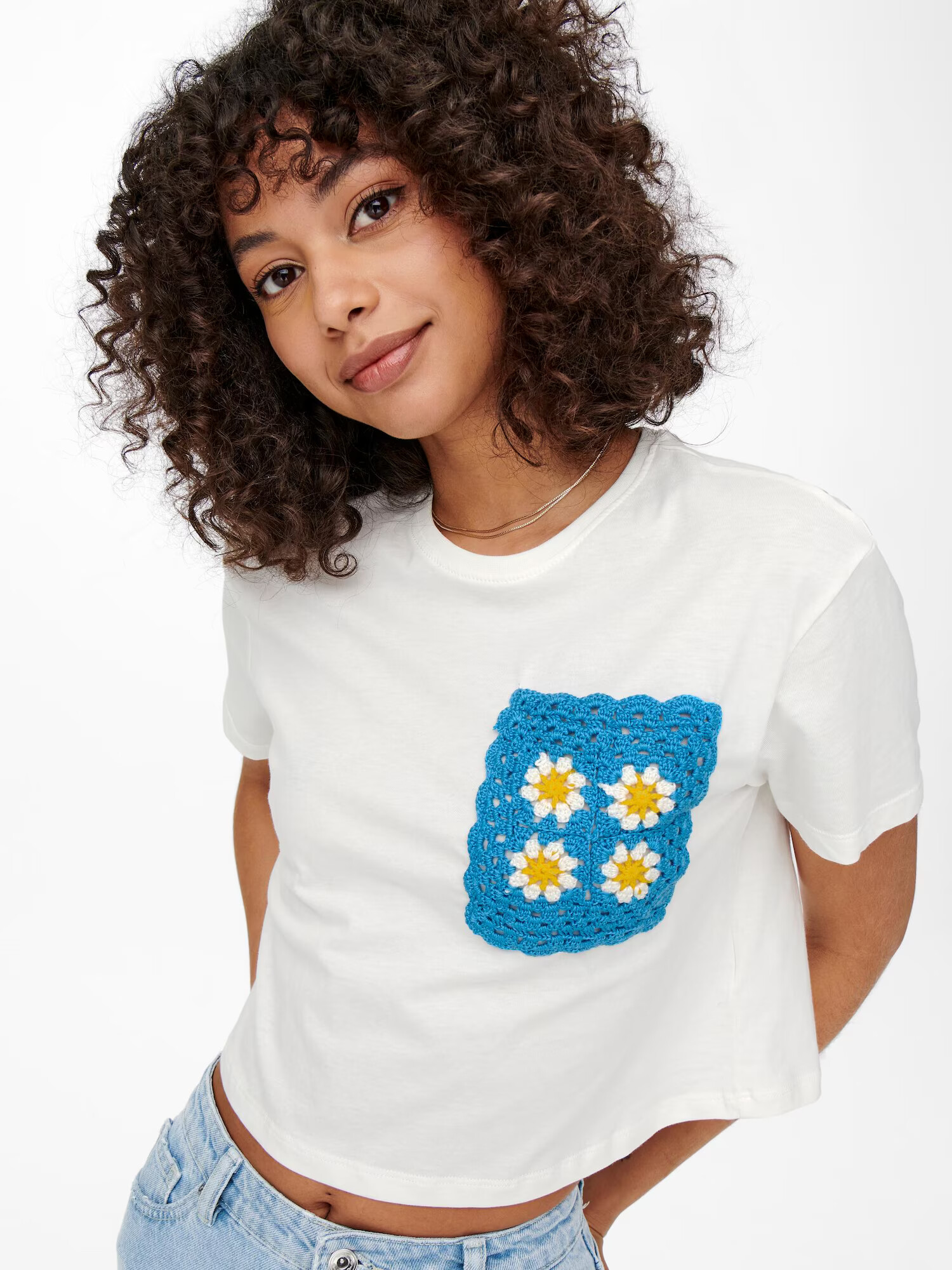 ONLY Tricou 'Woodstock' cyan / galben / alb - Pled.ro