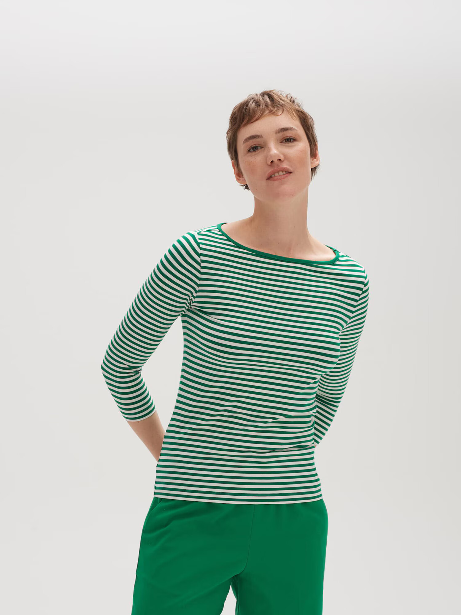 OPUS Tricou 'Sopili' verde smarald / alb - Pled.ro