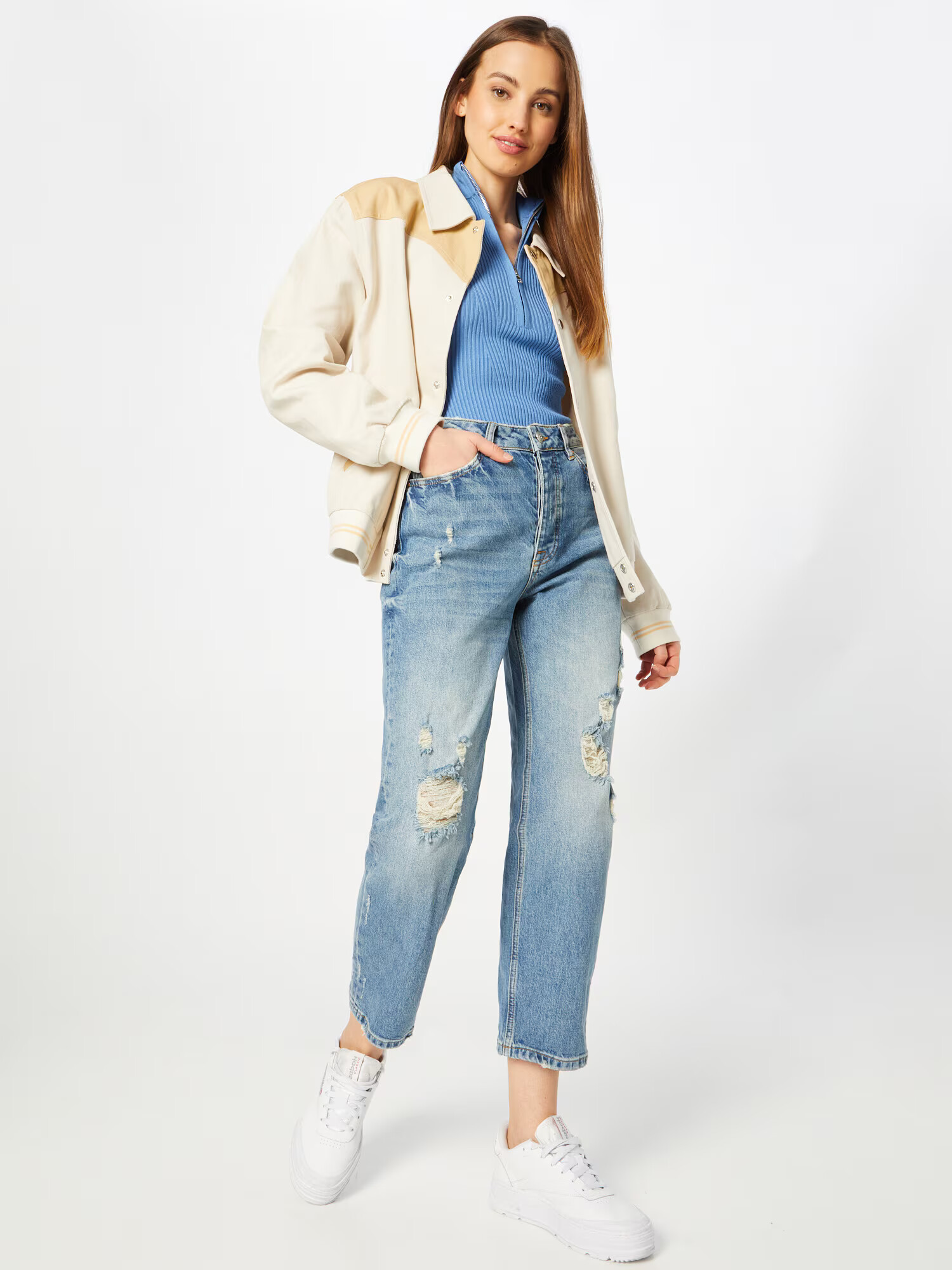 OUI Jeans albastru denim - Pled.ro