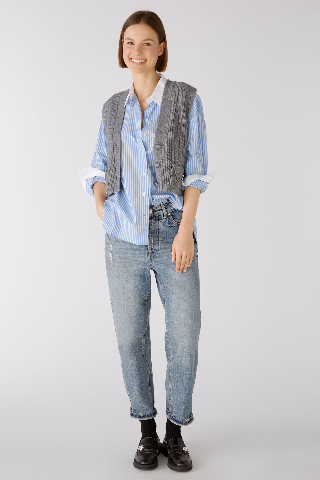 OUI Jeans albastru denim - Pled.ro