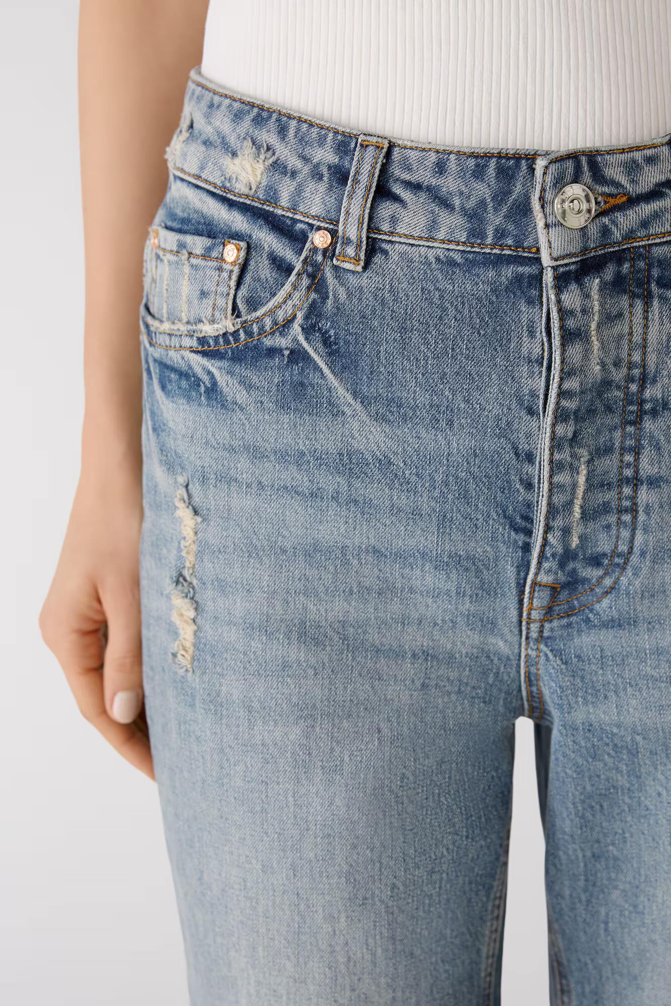 OUI Jeans albastru denim - Pled.ro