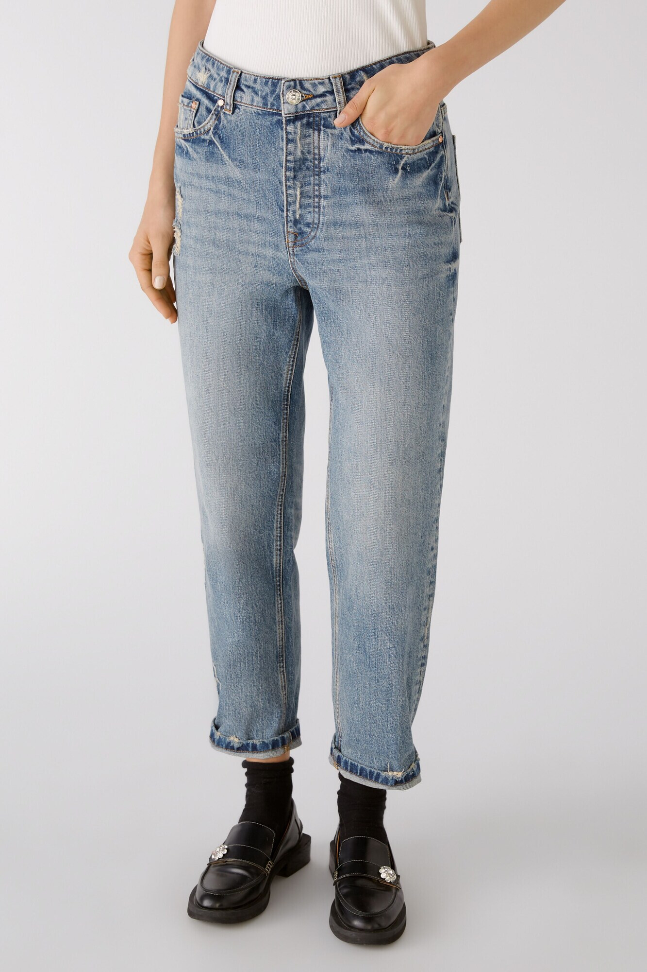 OUI Jeans albastru denim - Pled.ro