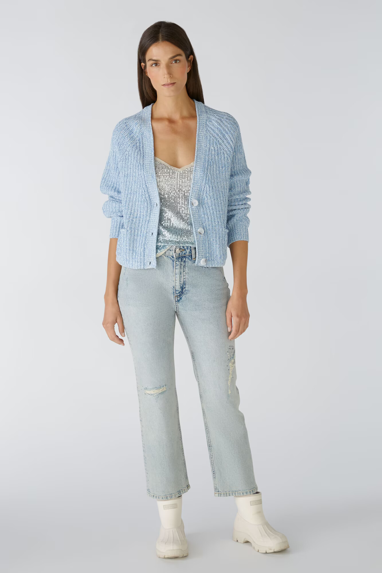 OUI Jeans albastru denim - Pled.ro