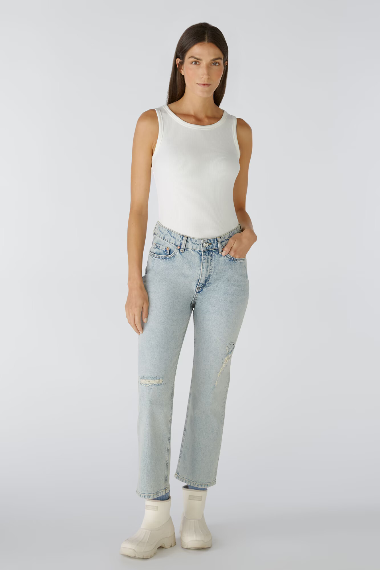 OUI Jeans albastru denim - Pled.ro