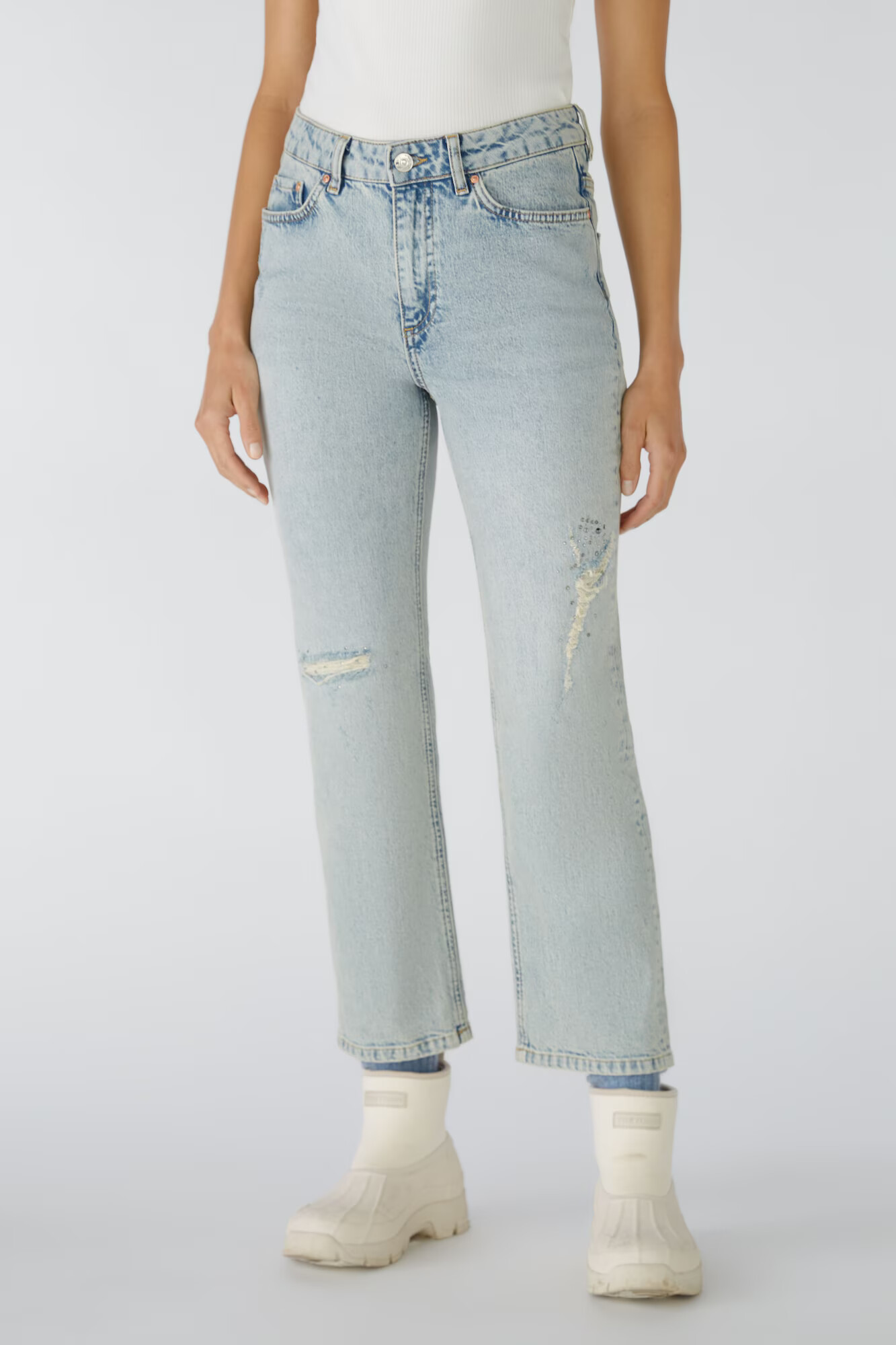 OUI Jeans albastru denim - Pled.ro