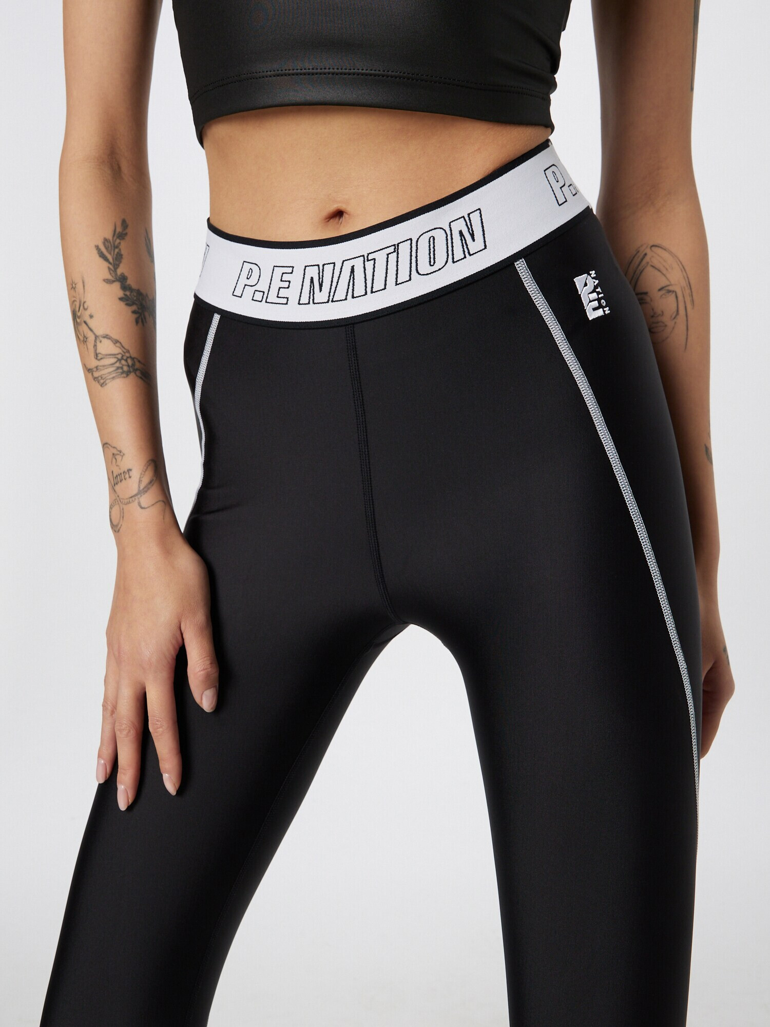 P.E Nation Leggings negru / alb - Pled.ro