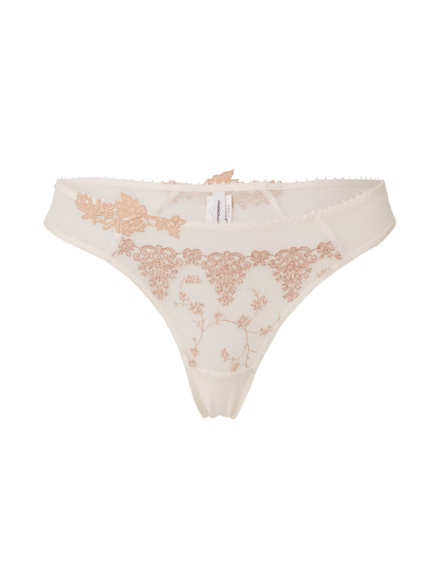 PASSIONATA Tanga 'White nights' alb kitt / maro cappuccino - Pled.ro