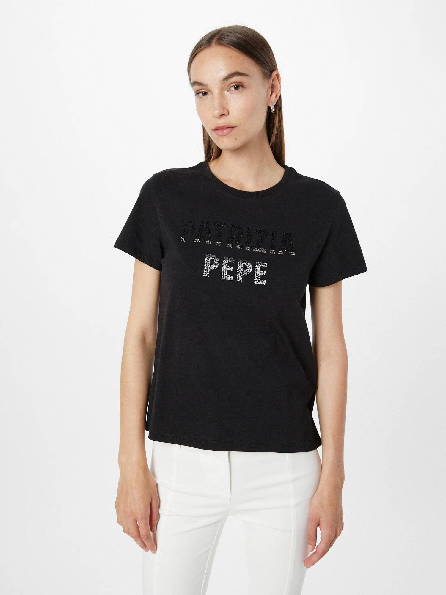 PATRIZIA PEPE Tricou gri argintiu / negru - Pled.ro