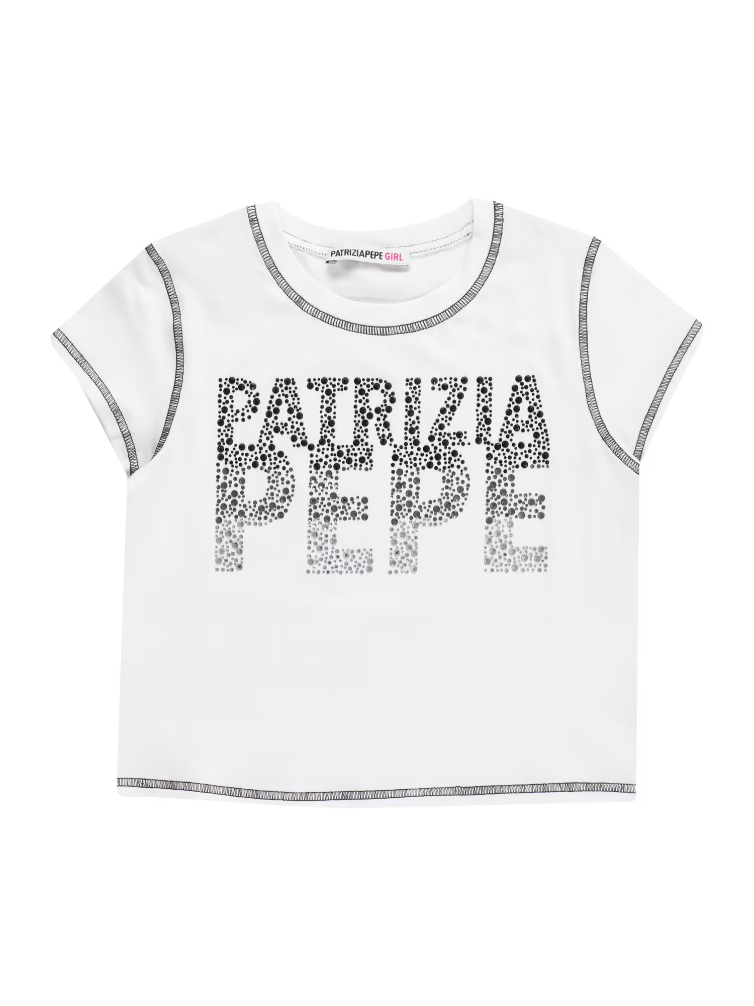 PATRIZIA PEPE Tricou 'MAGLIA' negru / alb - Pled.ro