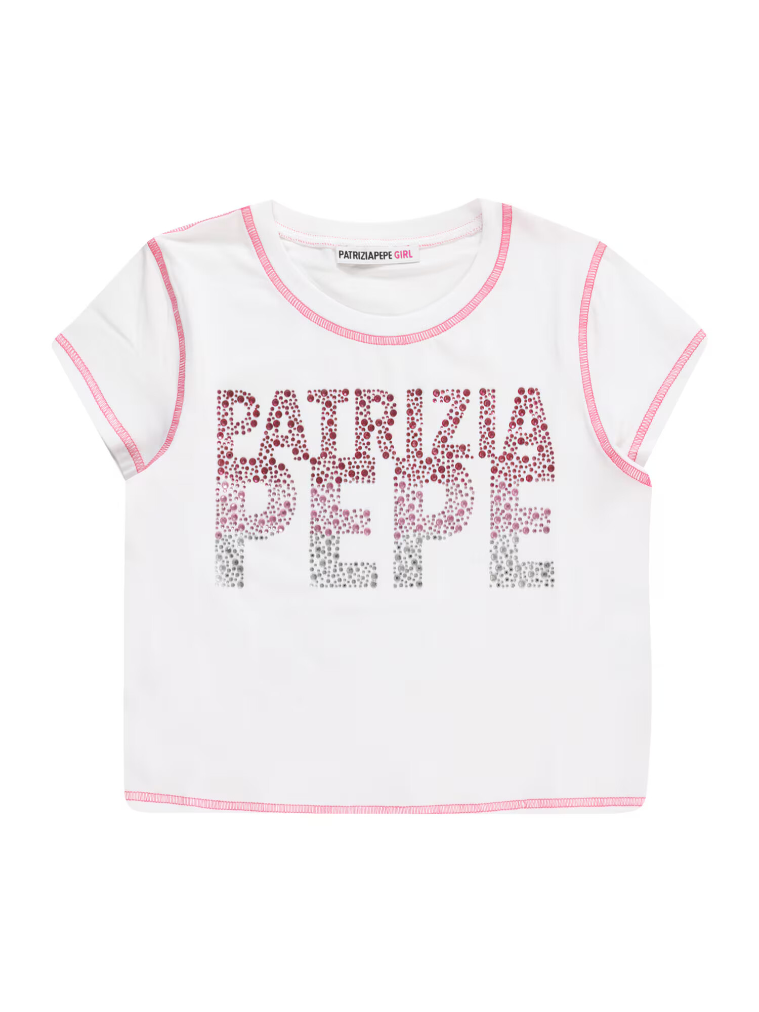 PATRIZIA PEPE Tricou 'MAGLIA' roz / roșu / argintiu / alb - Pled.ro