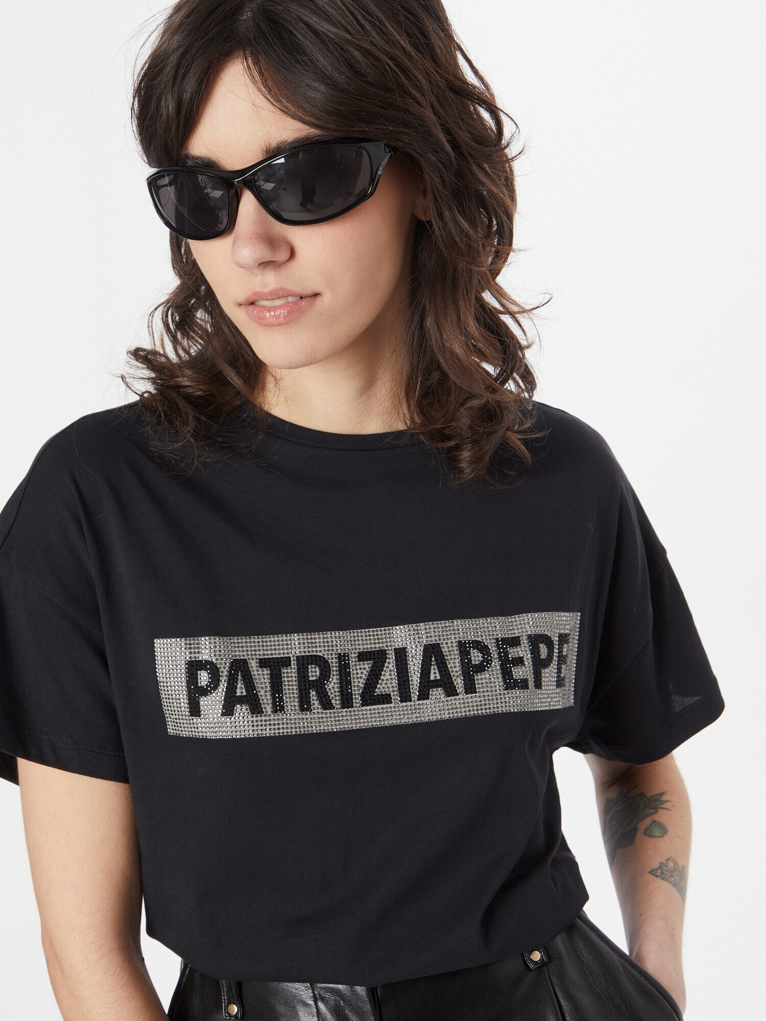 PATRIZIA PEPE Tricou negru / argintiu - Pled.ro