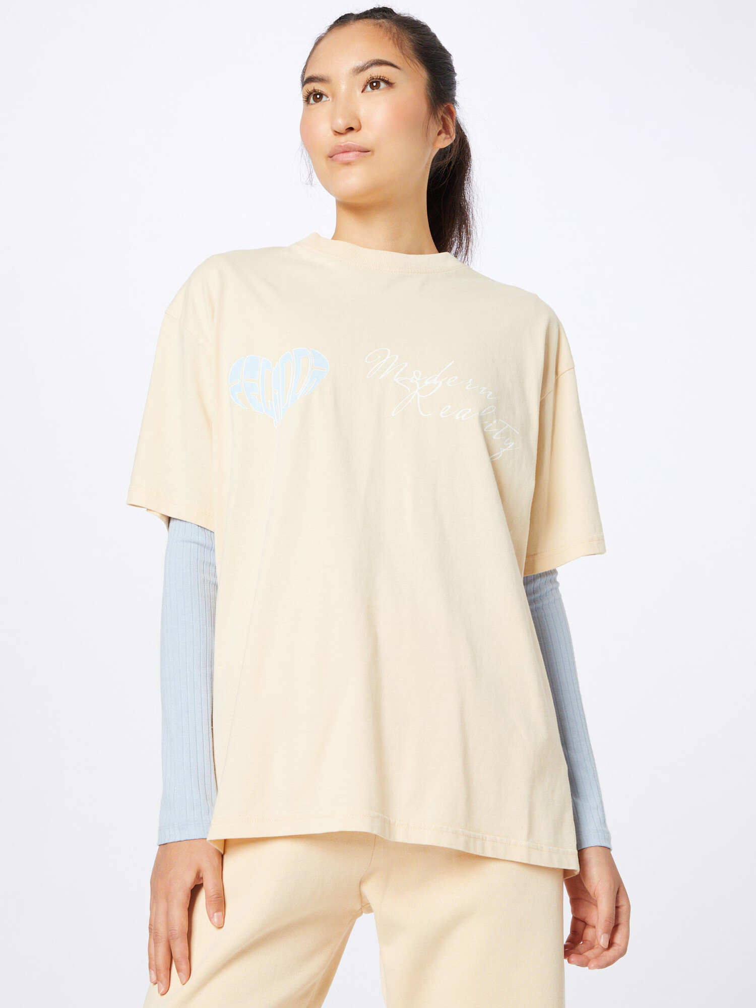 Pegador Tricou 'OCEAN DRIVE' albastru deschis / galben pastel / alb - Pled.ro