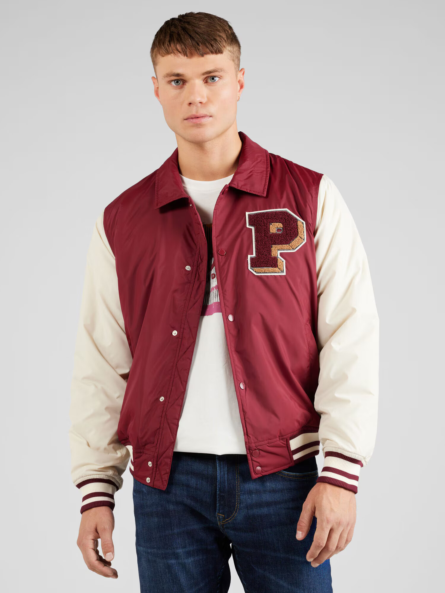 Pepe Jeans Geacă de primăvară-toamnă 'BARNOLD' bej / roșu burgundy - Pled.ro