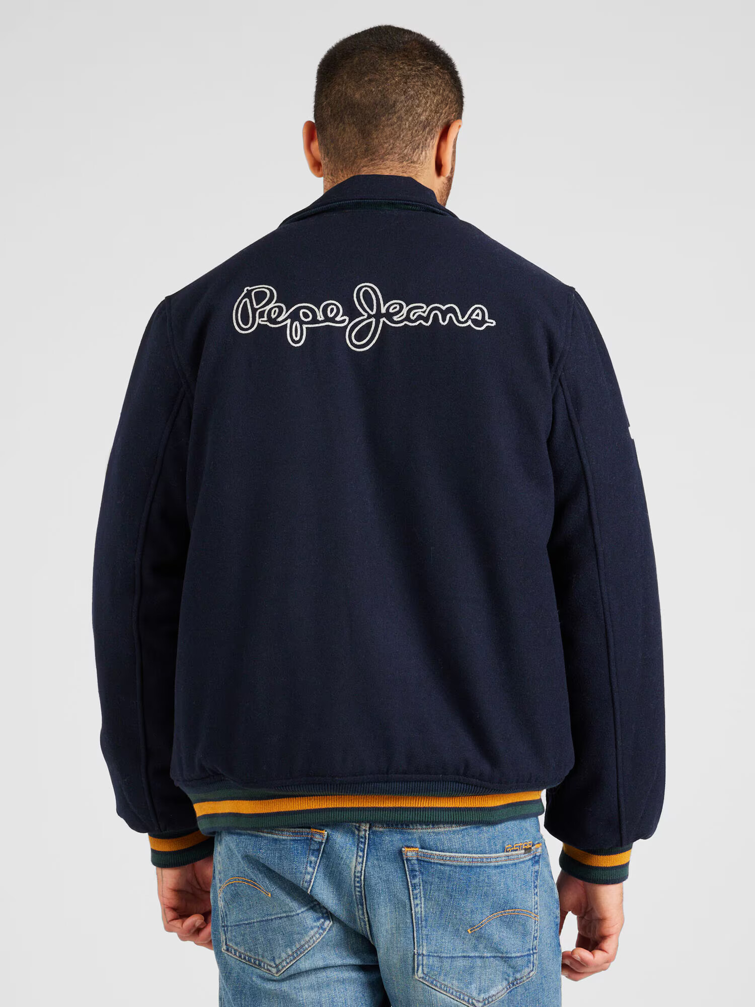 Pepe Jeans Geacă de primăvară-toamnă 'BENNETT' albastru închis / verde pin / portocaliu închis / alb - Pled.ro