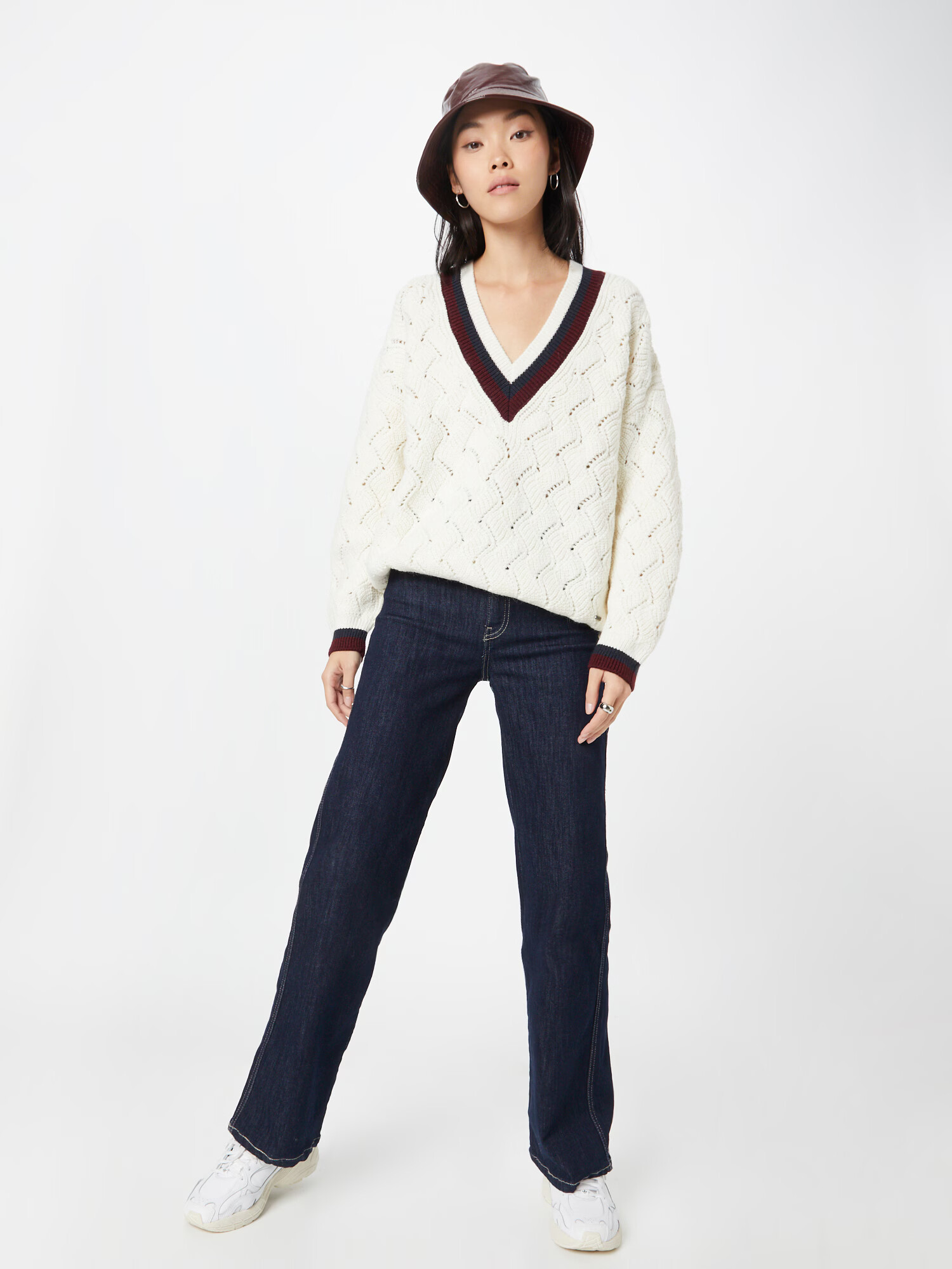 Pepe Jeans Pulover 'BELLAMY' bej / albastru noapte / roșu bordeaux - Pled.ro