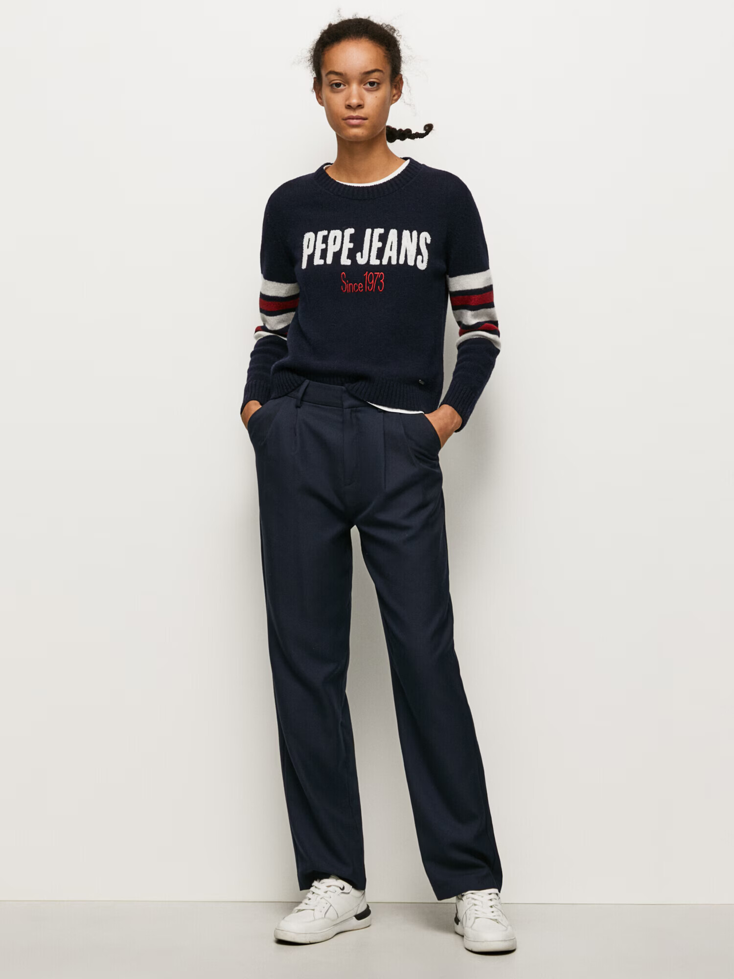 Pepe Jeans Pulover 'Bobby' bleumarin / roşu închis / alb - Pled.ro