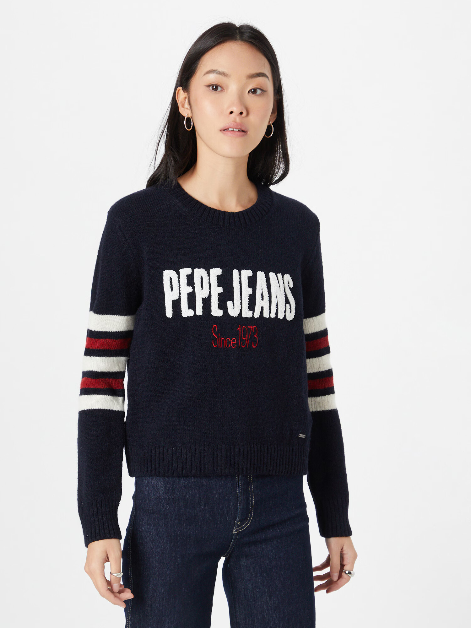 Pepe Jeans Pulover 'BONNIE' albastru închis / roșu carmin / alb - Pled.ro