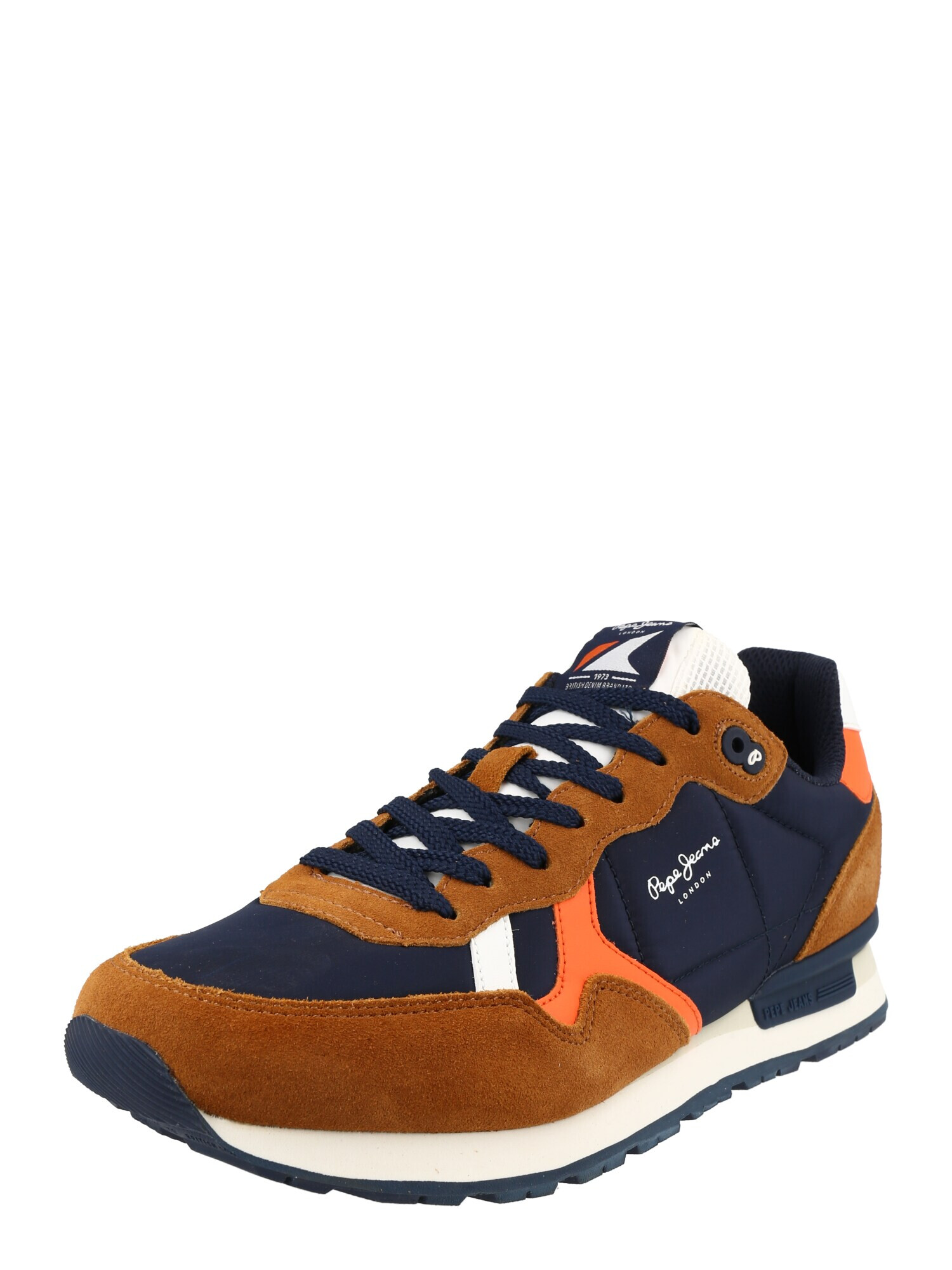 Pepe Jeans Sneaker low 'BRITT' bleumarin / maro coniac / portocaliu / alb - Pled.ro