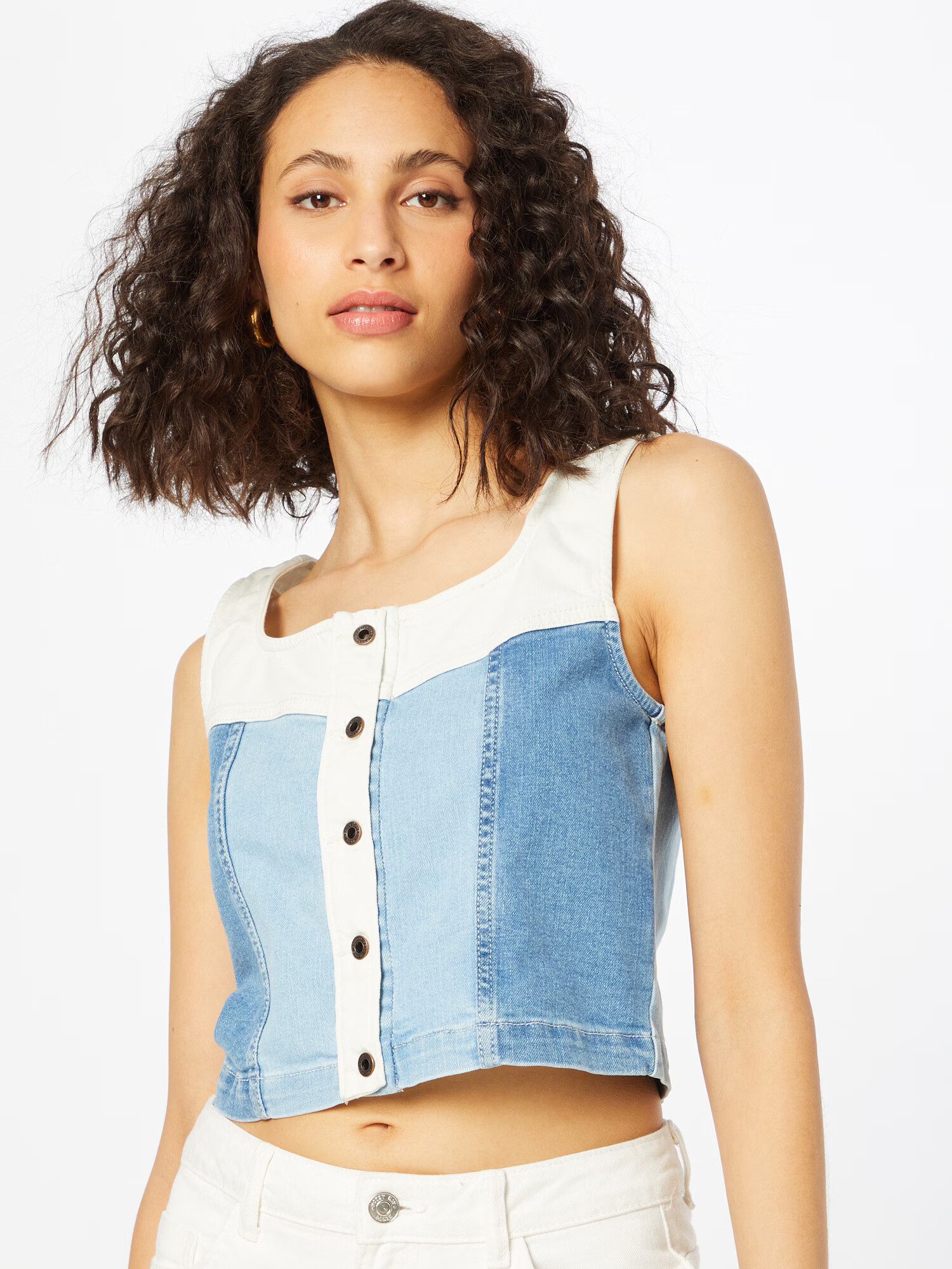 Pepe Jeans Top 'RUBY BLEND' albastru fumuriu / alb - Pled.ro