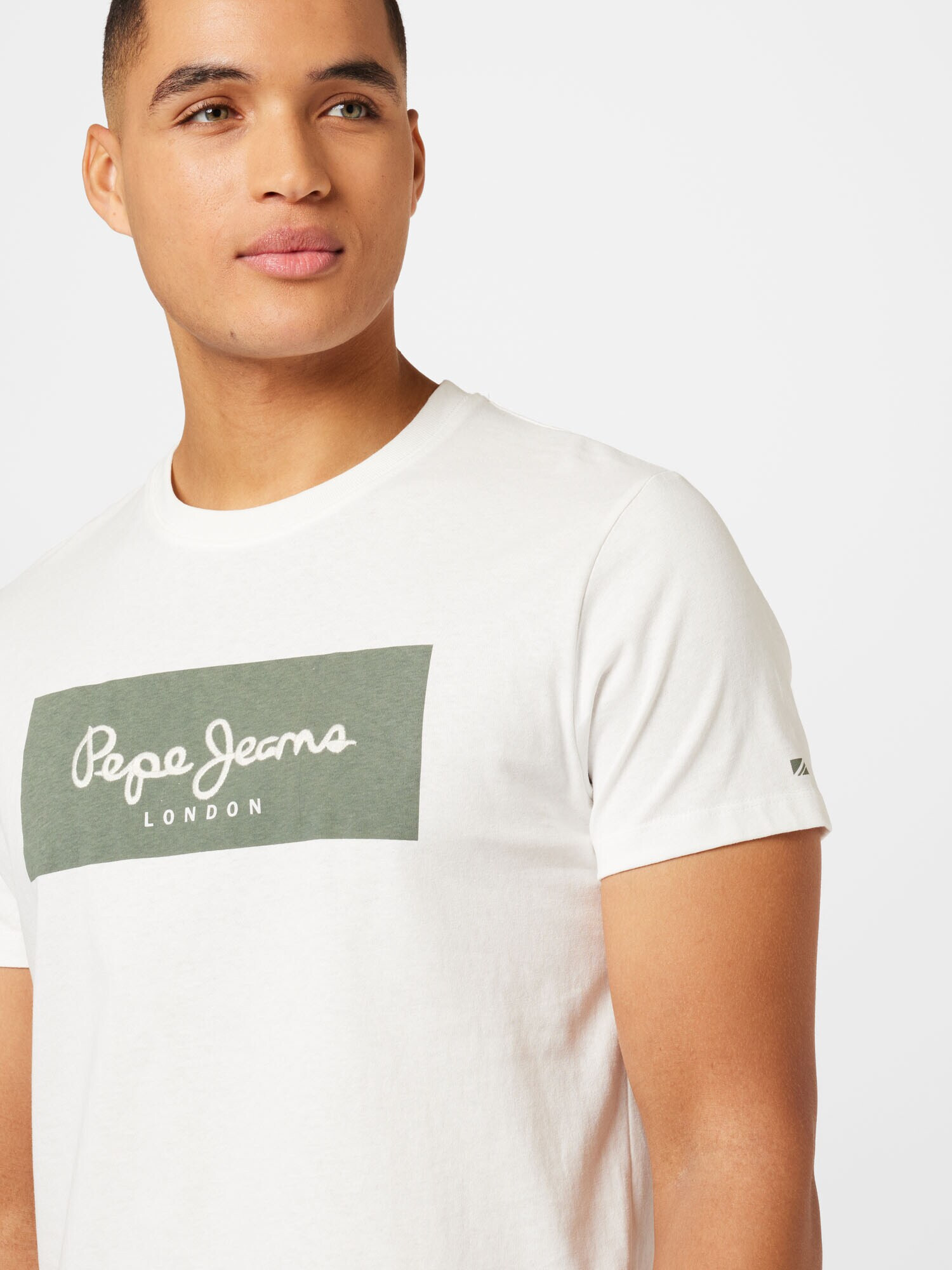 Pepe Jeans Tricou 'AARON' pământiu / alb - Pled.ro