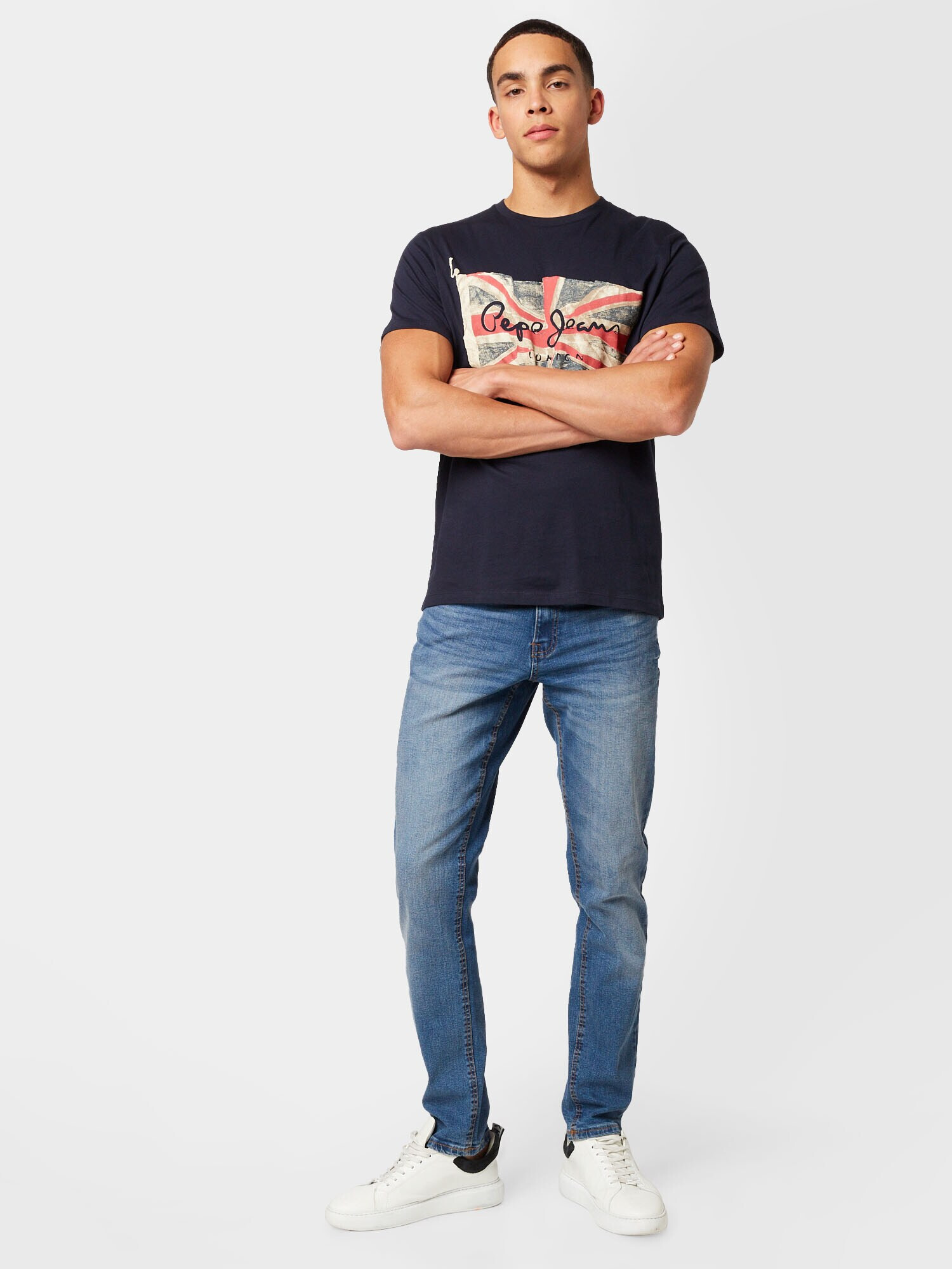 Pepe Jeans Tricou albastru închis / roșu / alb - Pled.ro