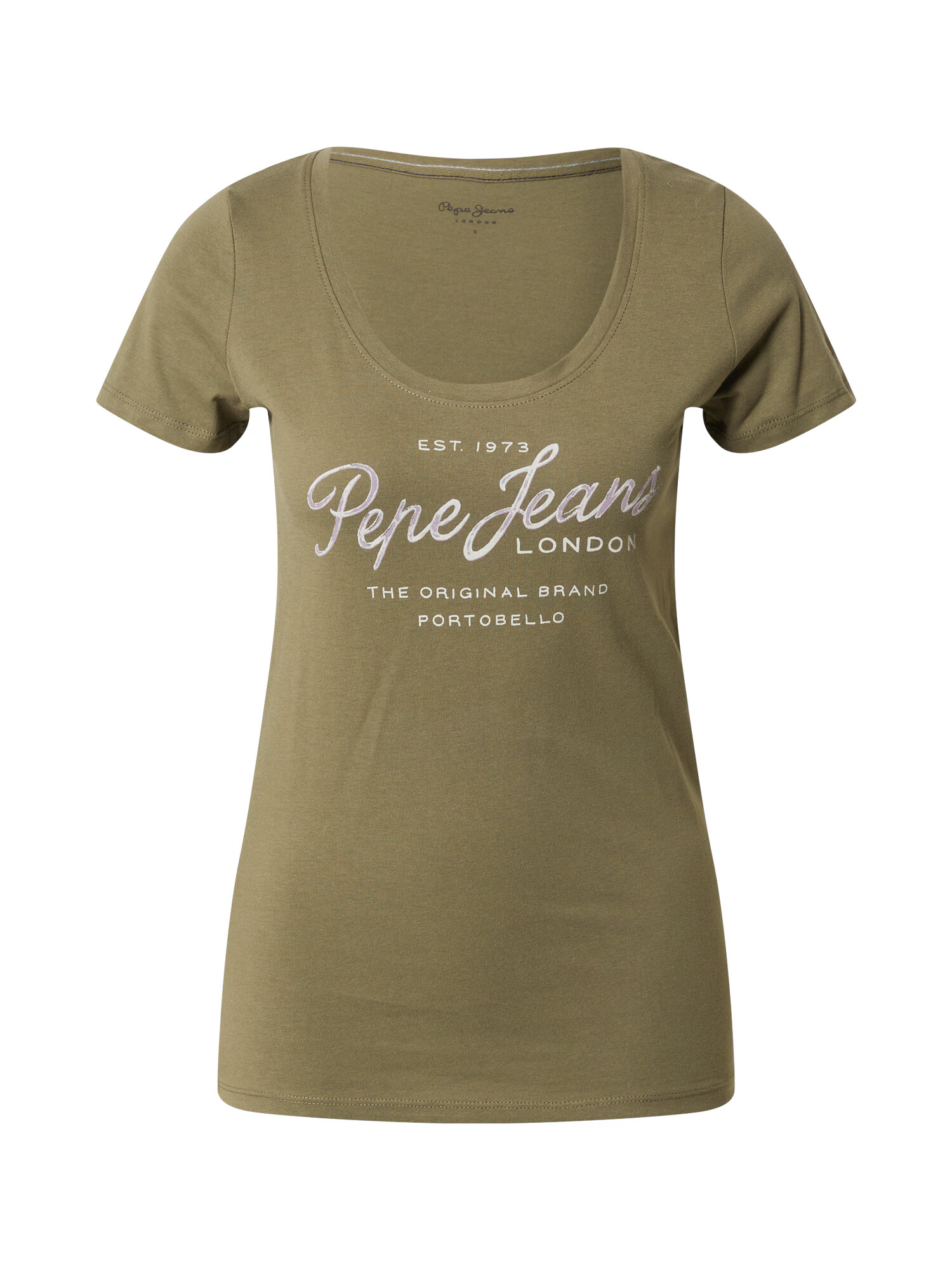 Pepe Jeans Tricou 'BAIA' oliv / alb - Pled.ro