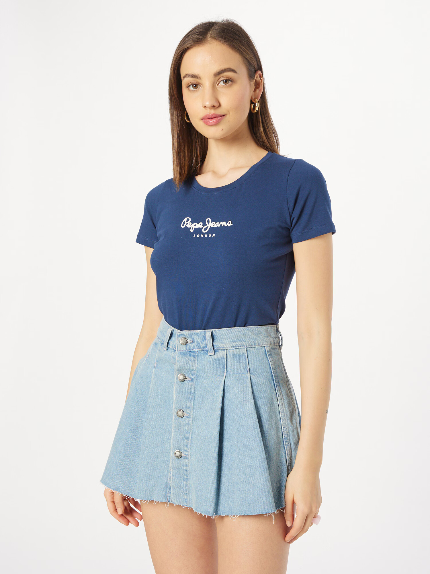 Pepe Jeans Tricou 'New Virginia' bleumarin / alb - Pled.ro