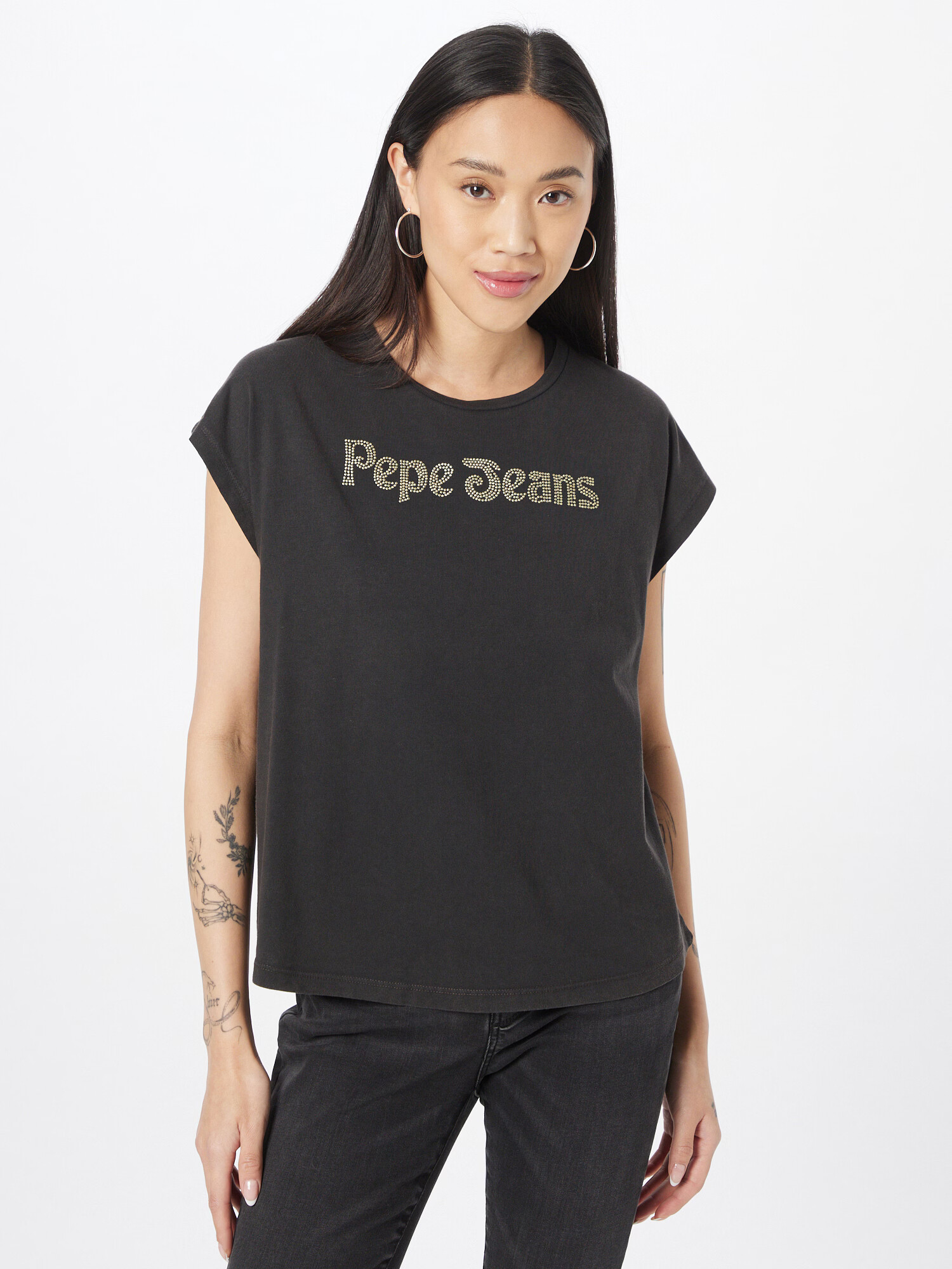 Pepe Jeans Tricou 'CARLI' negru / argintiu - Pled.ro