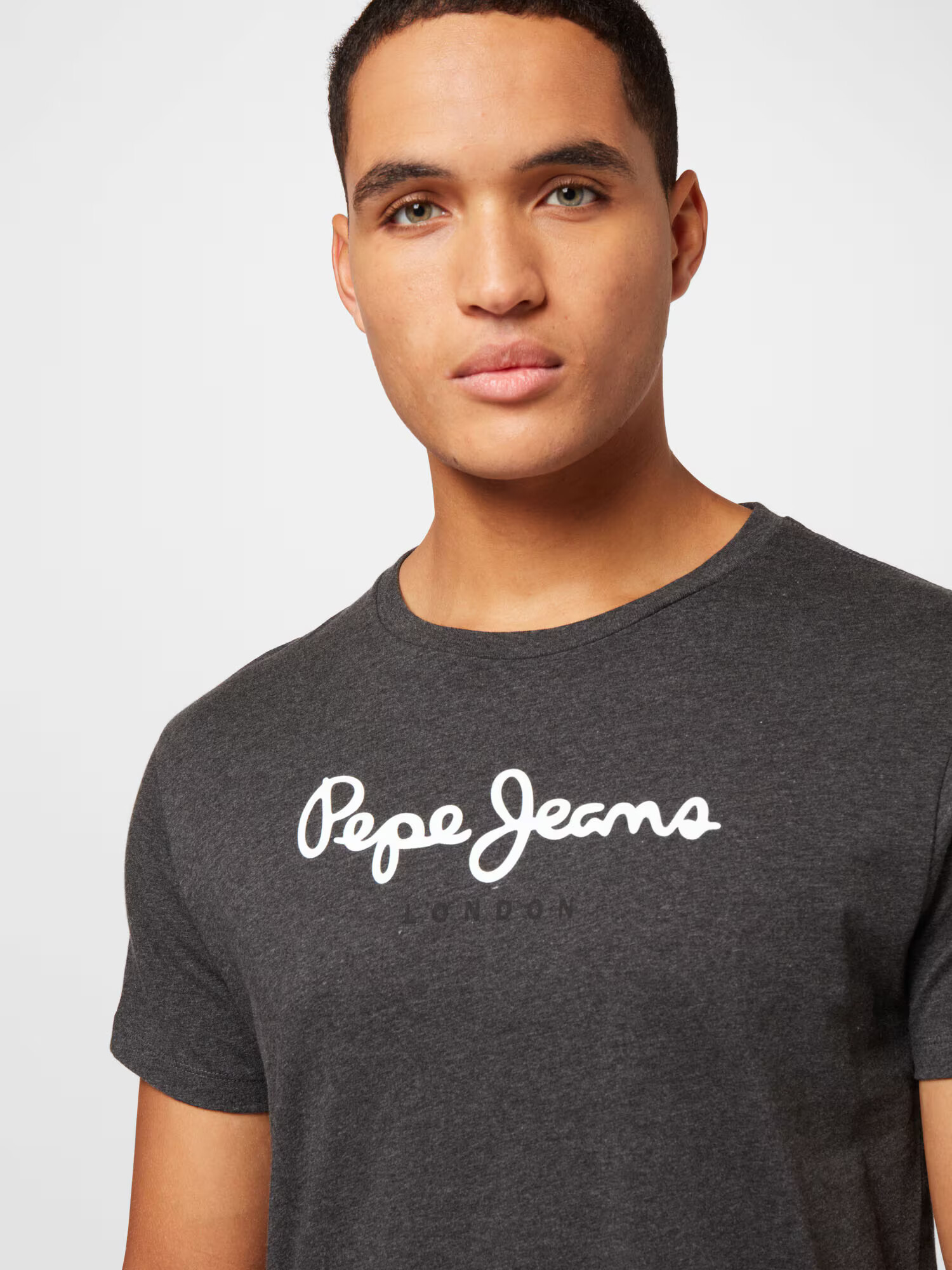 Pepe Jeans Tricou 'Eggo' gri închis / alb - Pled.ro